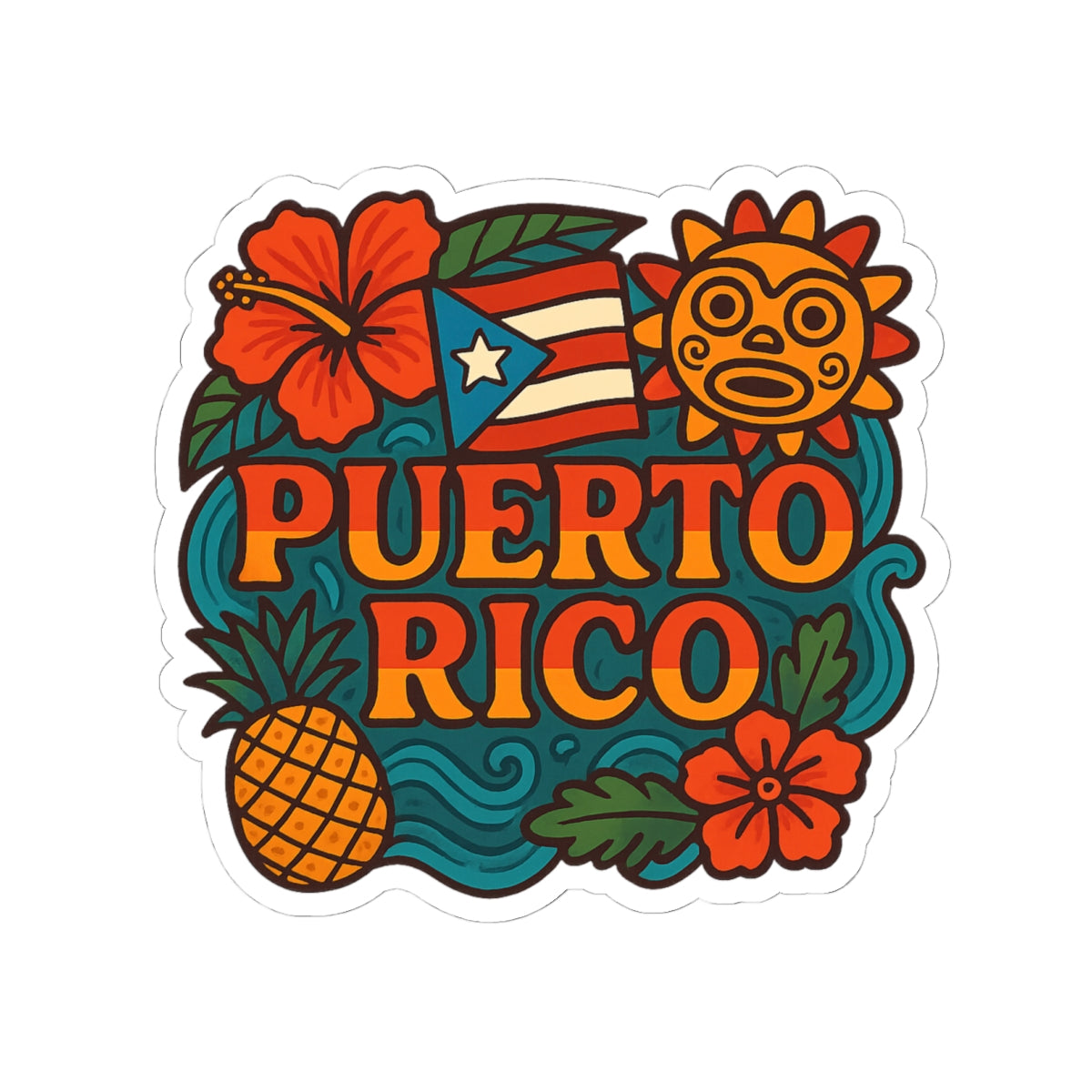 Vibrant Puerto Rico Kiss-Cut Stickers