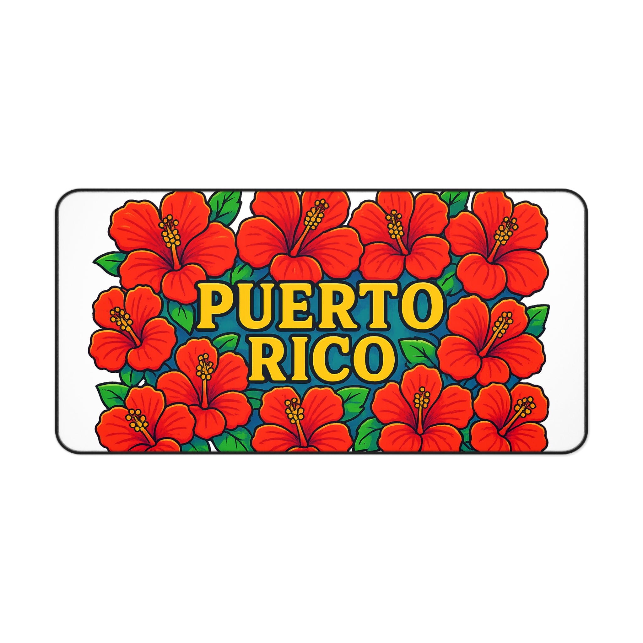 Puert Rican Hibiscus Desk Mat | Tropical Office Decor, Fun Gift for Gamers, Home Office Mat, Floral Mouse Pad