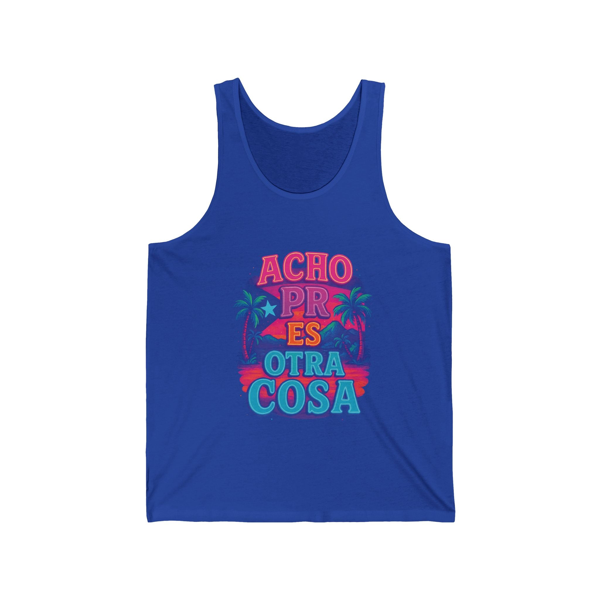 Vibrant Unisex Jersey Tank - ACHO PR OTRA COSA, Summer Essential, Beachwear, Gift for Him/Her, Festival Attire