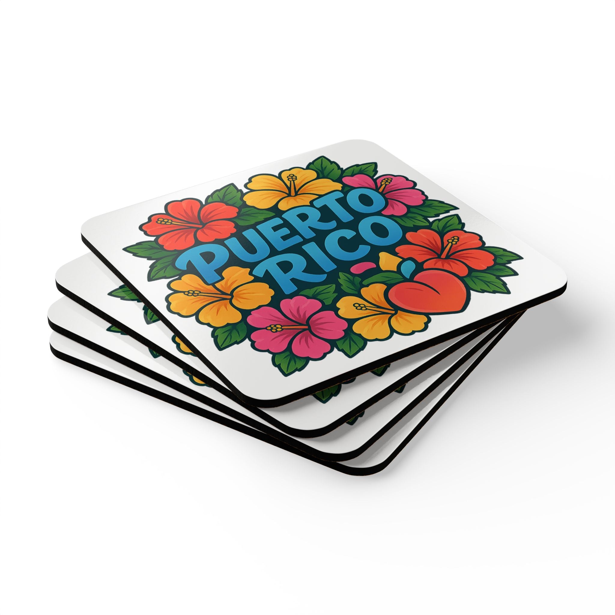 Vibrant Floral Coaster Set, Puerto Rico Decor, Tropical Drink Coasters, Gift for Her, Home Bar Essentials, Summer Party Accessories