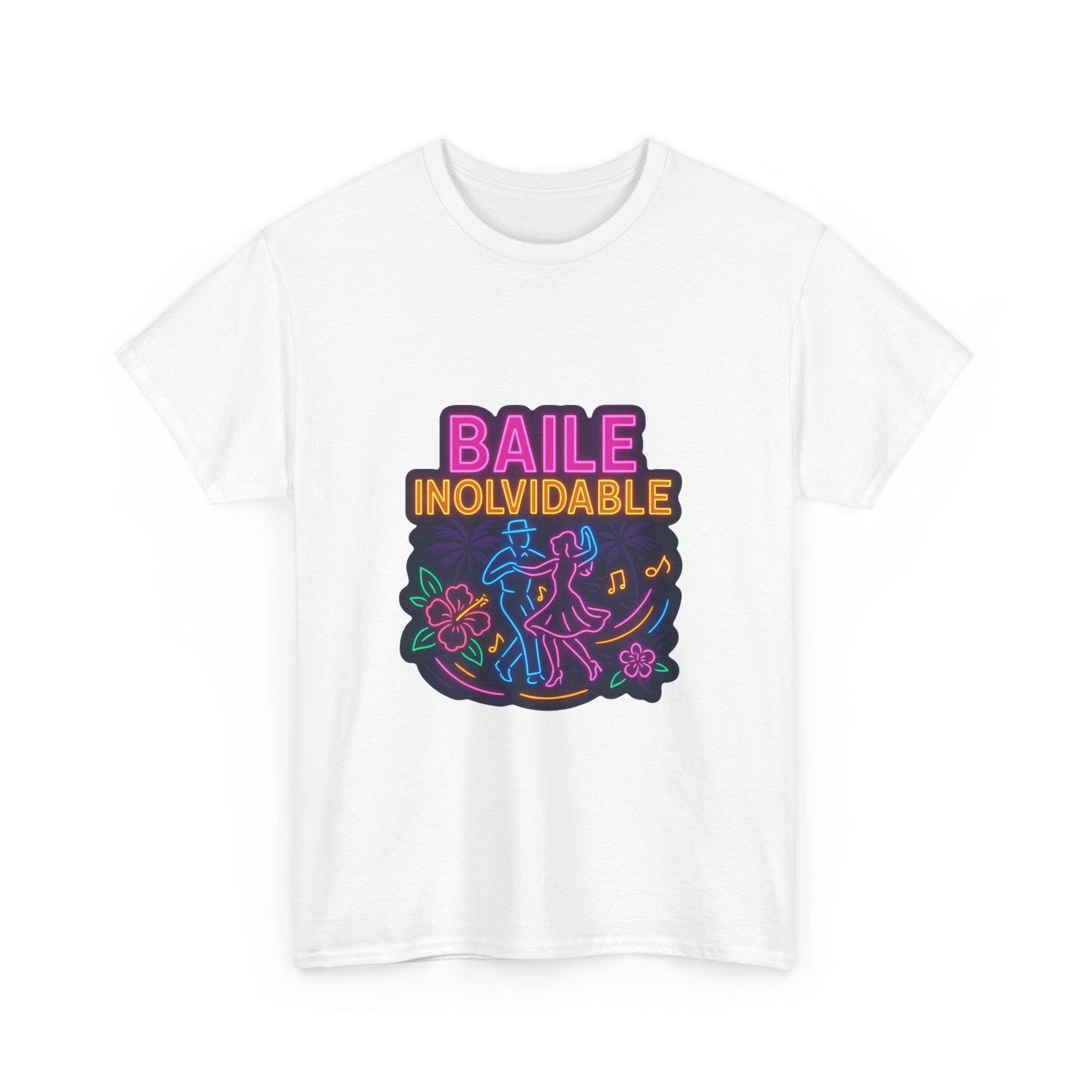 Unisex Heavy Cotton Tee Baile Inolvidable Front - Colorful 'Baile Inolvidable' T-Shirt