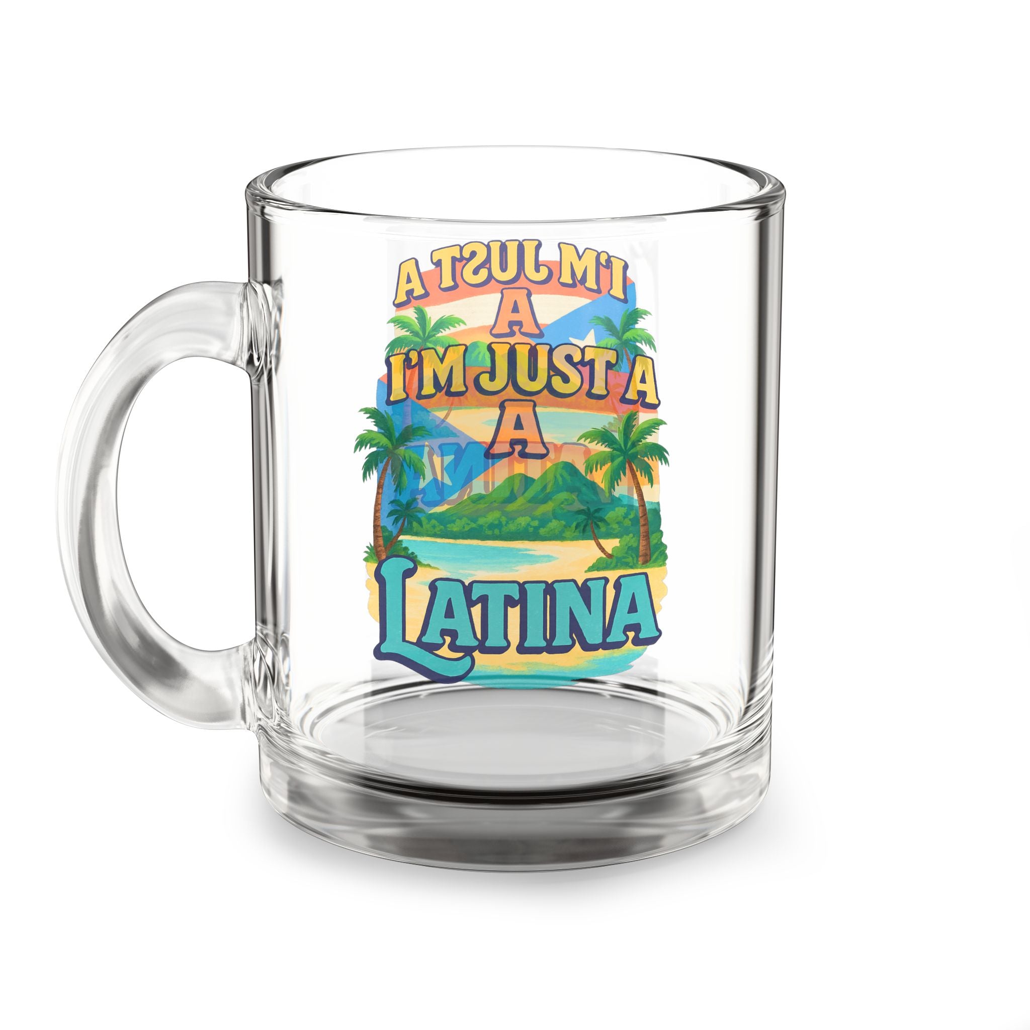 Vibrant Latina Glass Mug | Coffee Cup for Coffee Lovers, Inspirational Gift, Tropical Décor, Unique Drinkware, Latina Pride Mug
