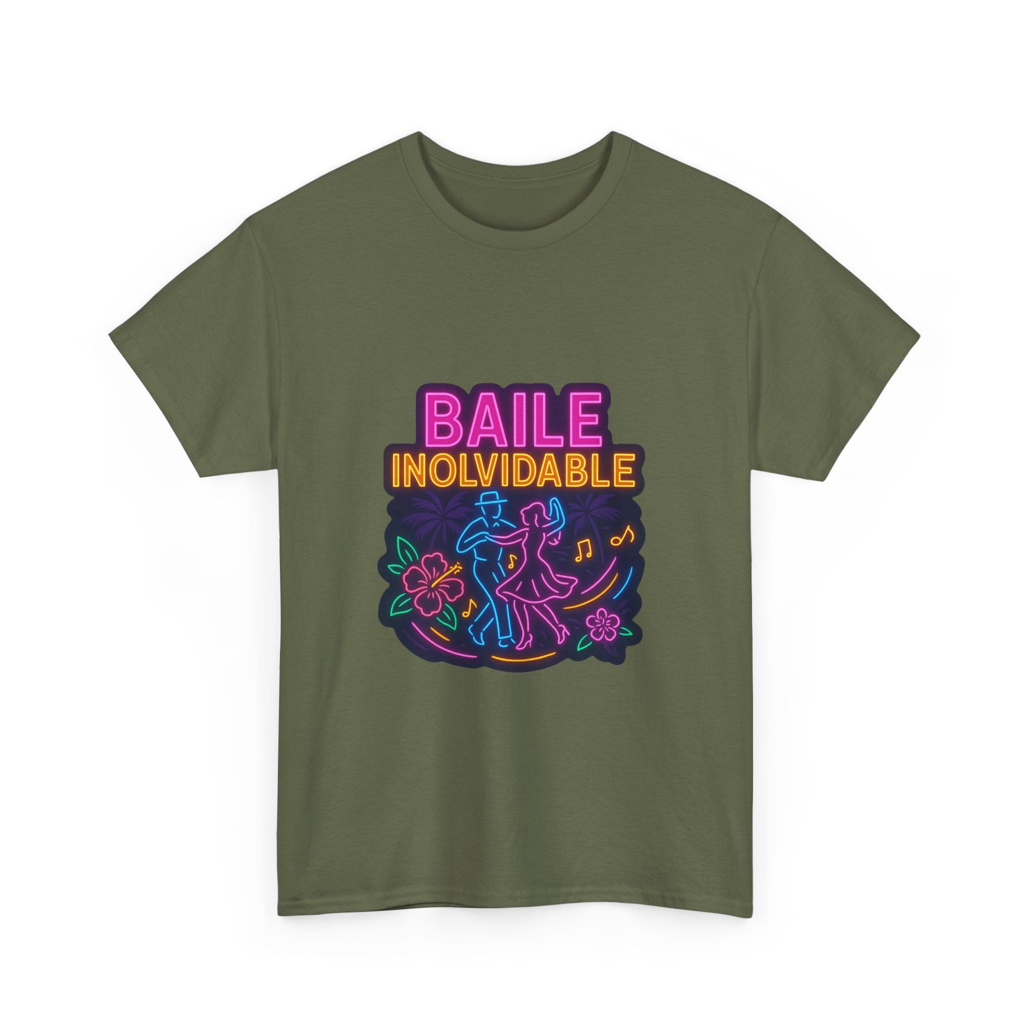 Unisex Heavy Cotton Tee Baile Inolvidable Front - Colorful 'Baile Inolvidable' T-Shirt