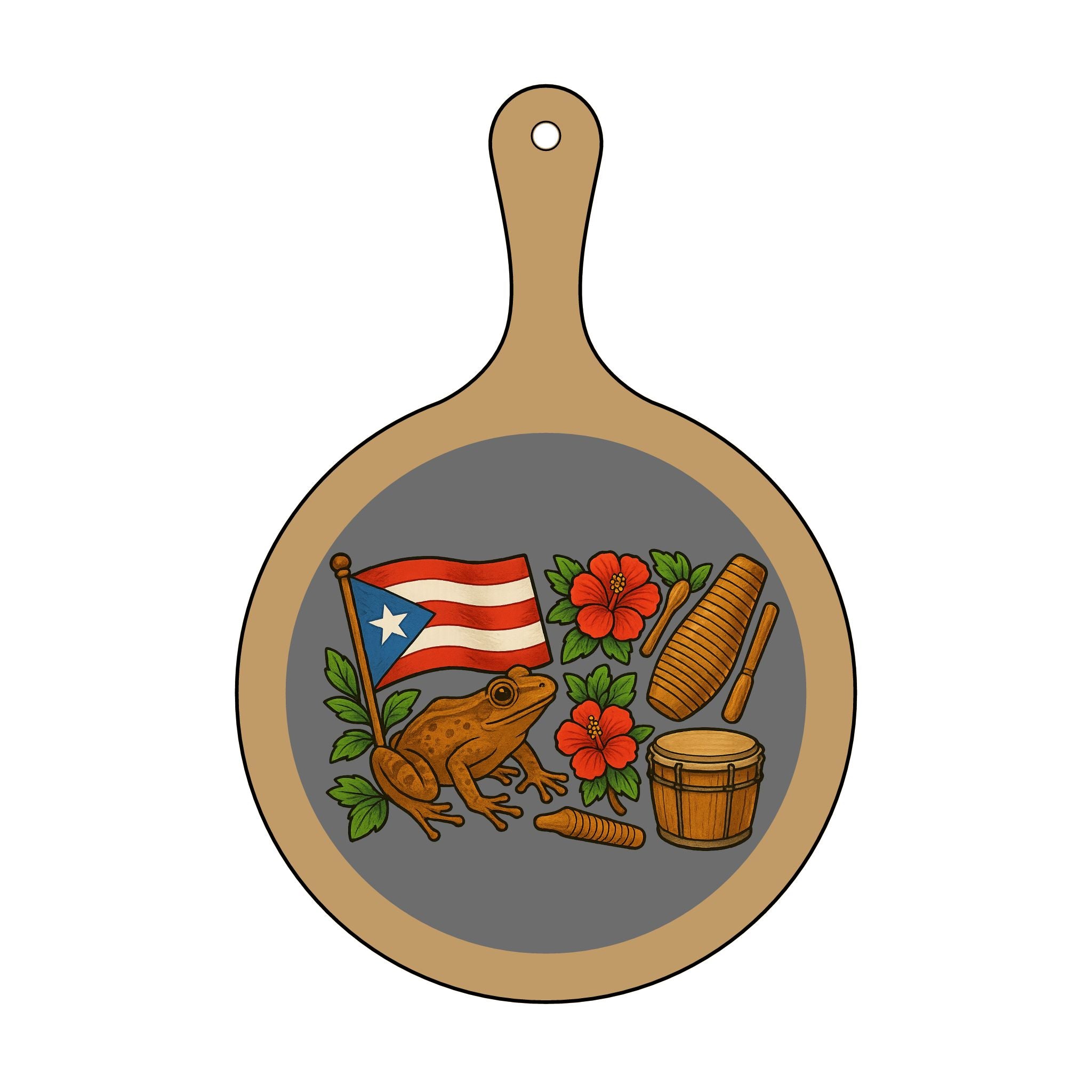 Engraved Charcuterie Board with Puerto Rican Design, Personalized Cheese Platter, Custom Serving Board, Gift for Food Lovers, Fiesta Decor