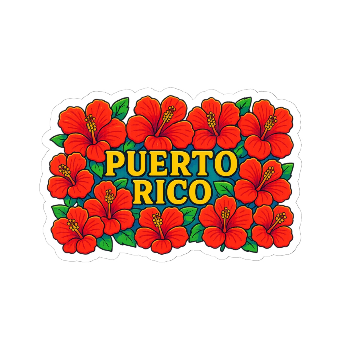 Vibrant Puerto Rico Kiss-Cut Stickers, Floral Laptop Decals, Travel Souvenirs, Tropical Decor, Gift for Friends