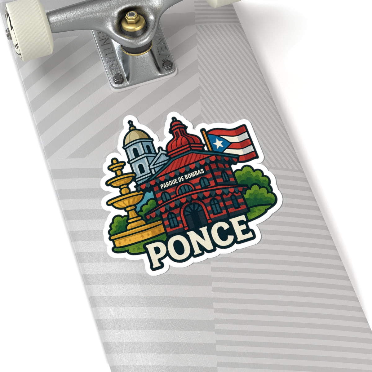 Ponce Landmark Kiss-Cut Stickers, Travel Decor, Puerto Rico Gifts, Laptop Stickers, Vintage City Art