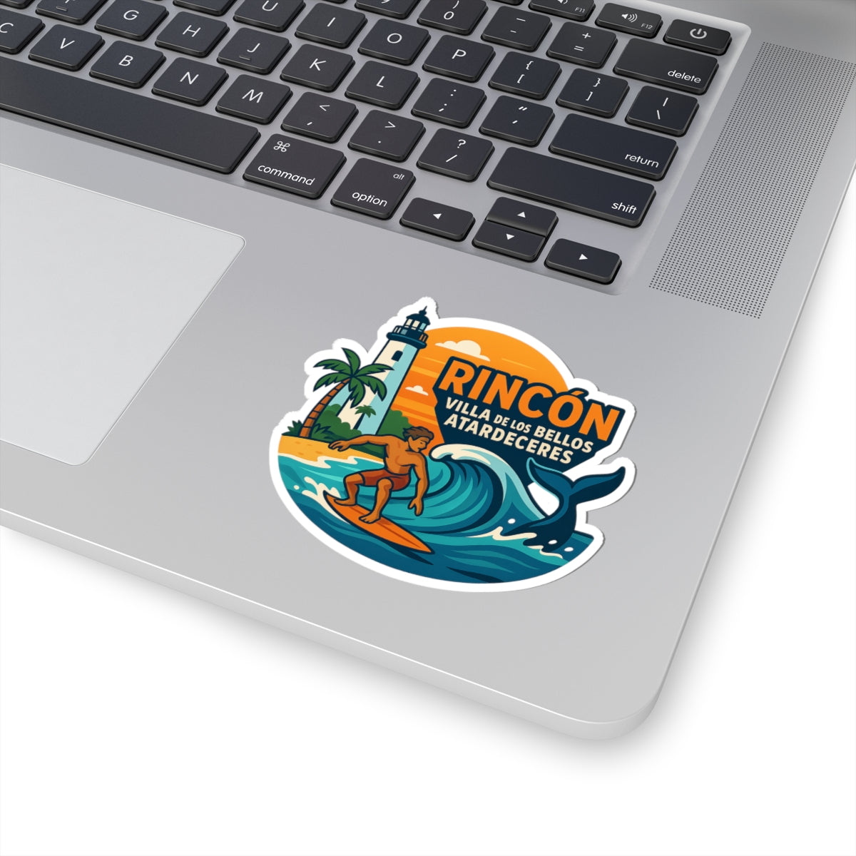 Vibrant Surfing Stickers for Coastal Lovers, Summer Decor, Laptop Sticker, Rincón Beach Vibe, Watercolor Design