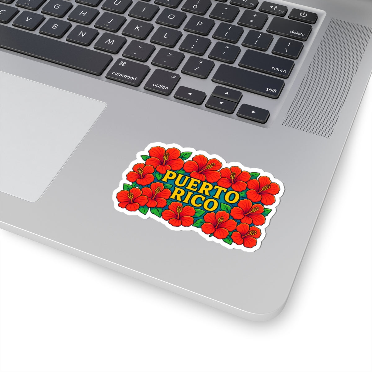 Vibrant Puerto Rico Kiss-Cut Stickers, Floral Laptop Decals, Travel Souvenirs, Tropical Decor, Gift for Friends