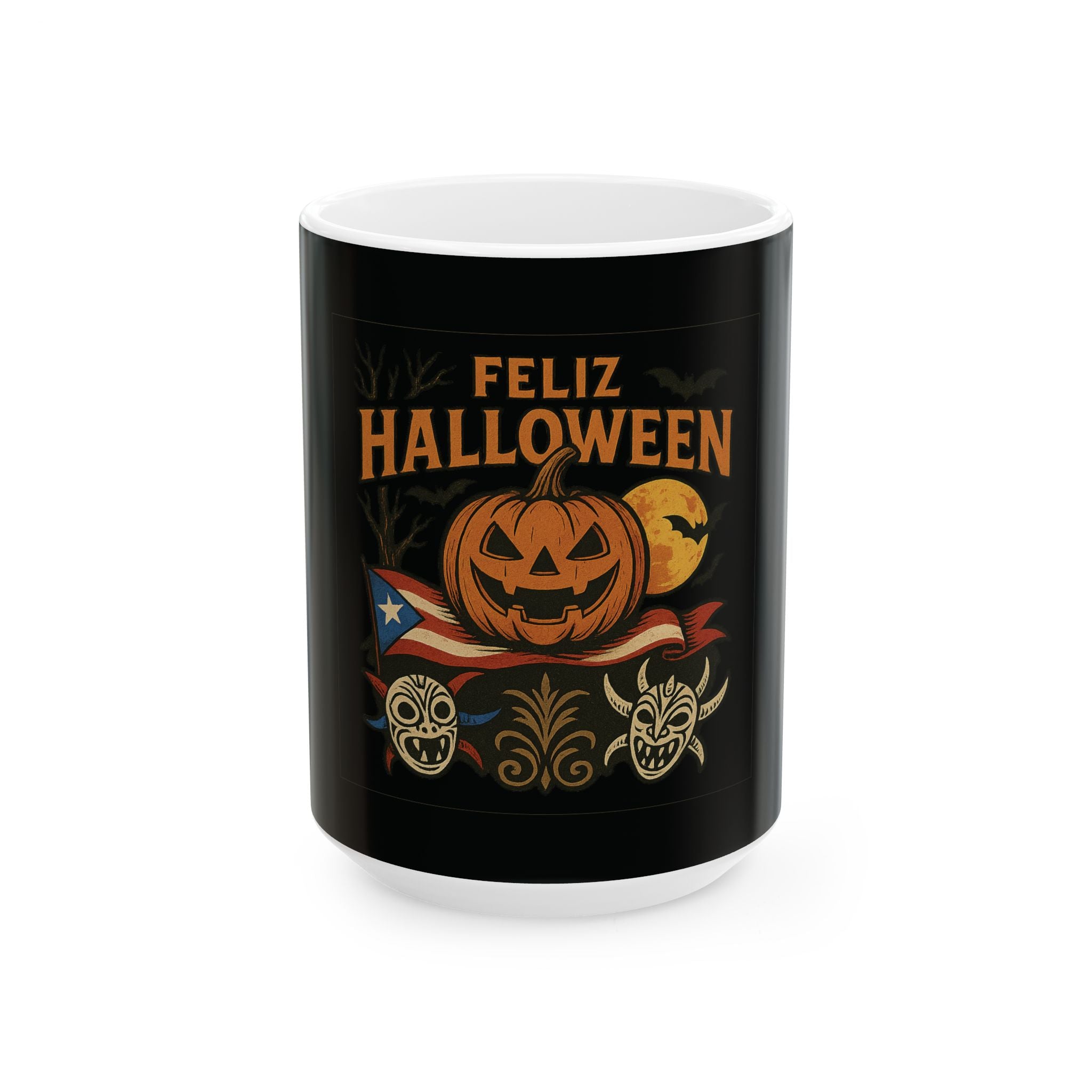 Halloween Fiesta Ceramic Mug - 11oz & 15oz, Spooky Coffee Cup, Pumpkin Design, Fall Decor, Halloween Gift, Fiesta Mugs