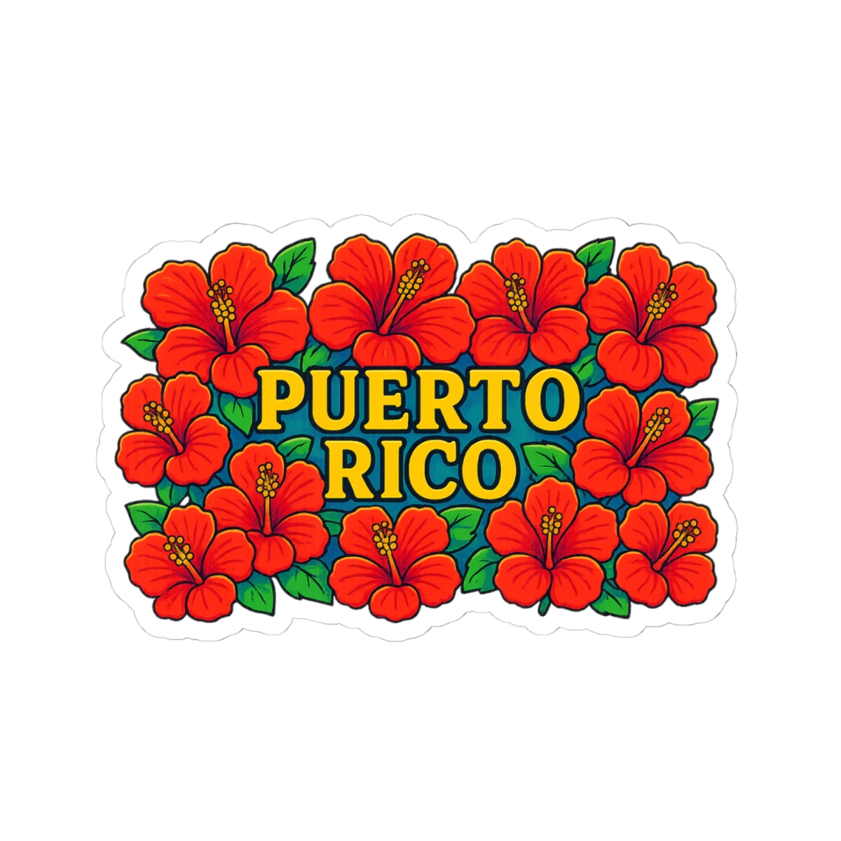 Vibrant Puerto Rico Kiss-Cut Stickers, Floral Laptop Decals, Travel Souvenirs, Tropical Decor, Gift for Friends