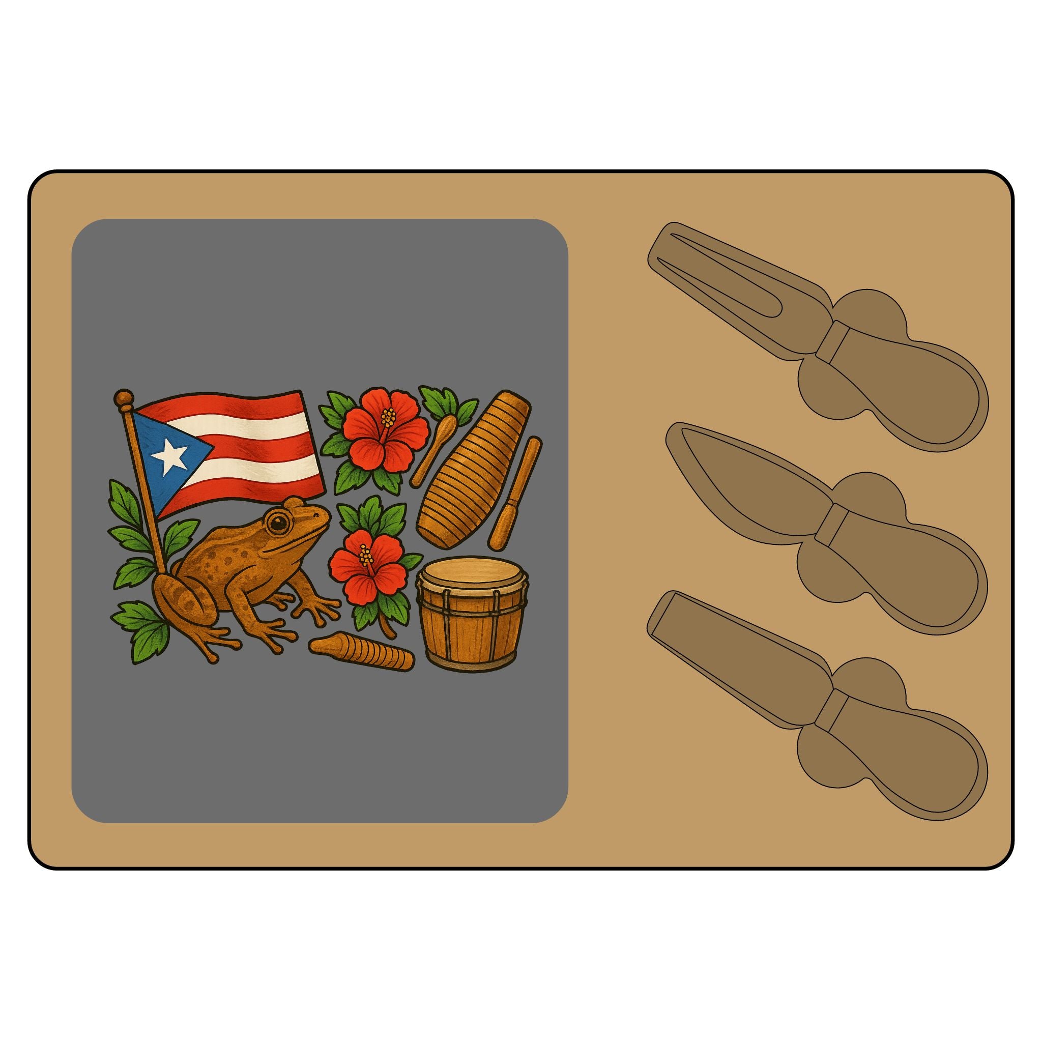 Engraved Charcuterie Board with Puerto Rican Design, Personalized Cheese Platter, Custom Serving Board, Gift for Food Lovers, Fiesta Decor