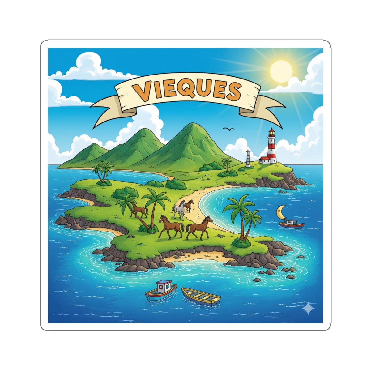 Vieques Kiss-Cut Stickers