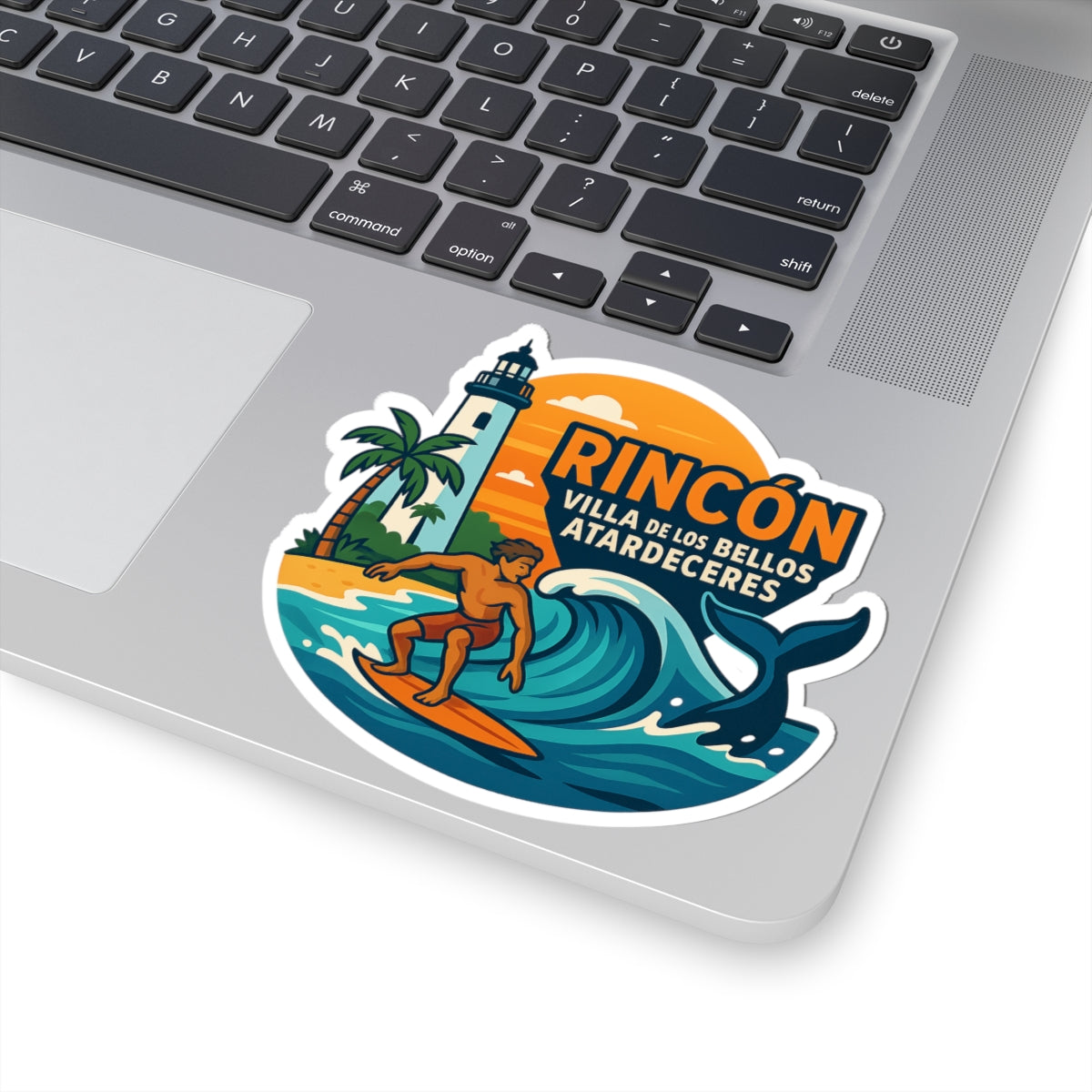 Vibrant Surfing Stickers for Coastal Lovers, Summer Decor, Laptop Sticker, Rincón Beach Vibe, Watercolor Design