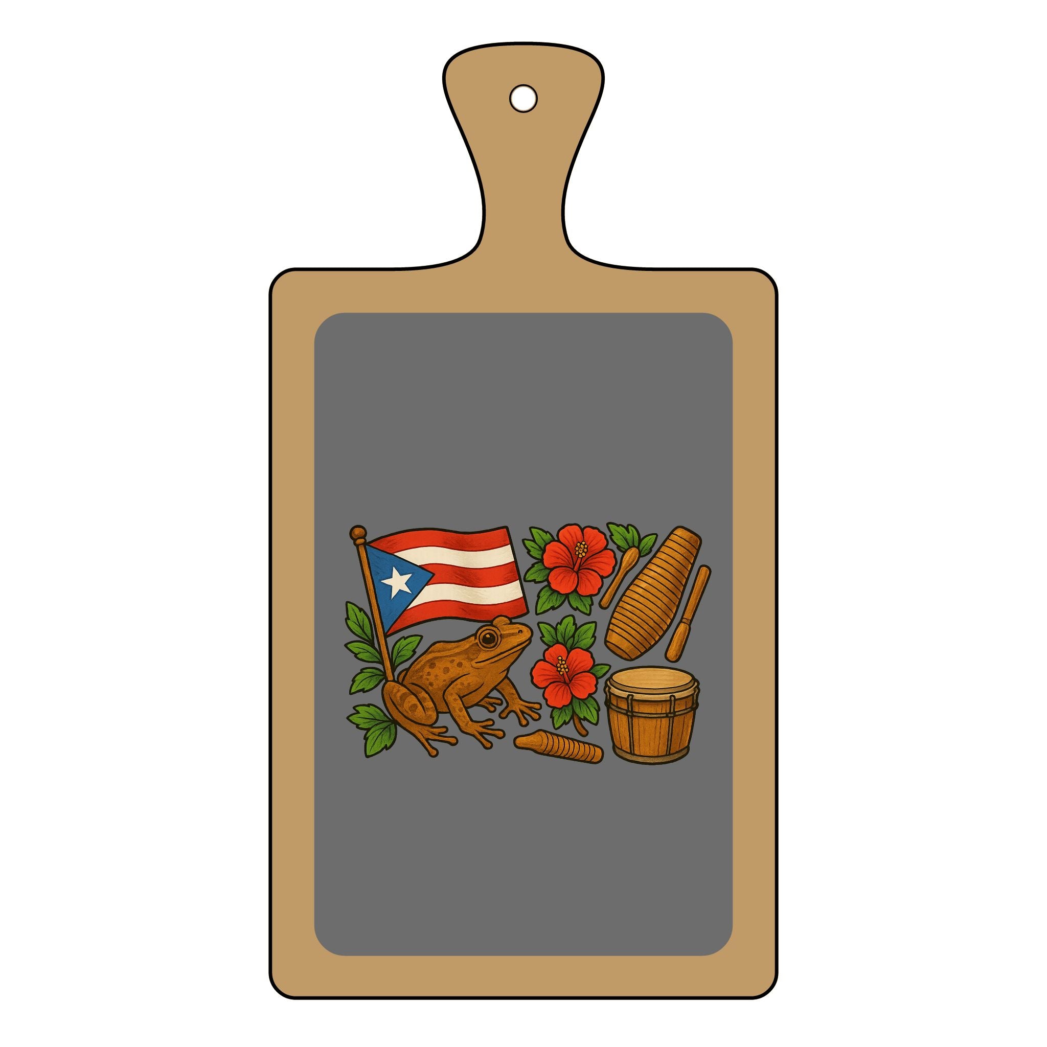 Engraved Charcuterie Board with Puerto Rican Design, Personalized Cheese Platter, Custom Serving Board, Gift for Food Lovers, Fiesta Decor