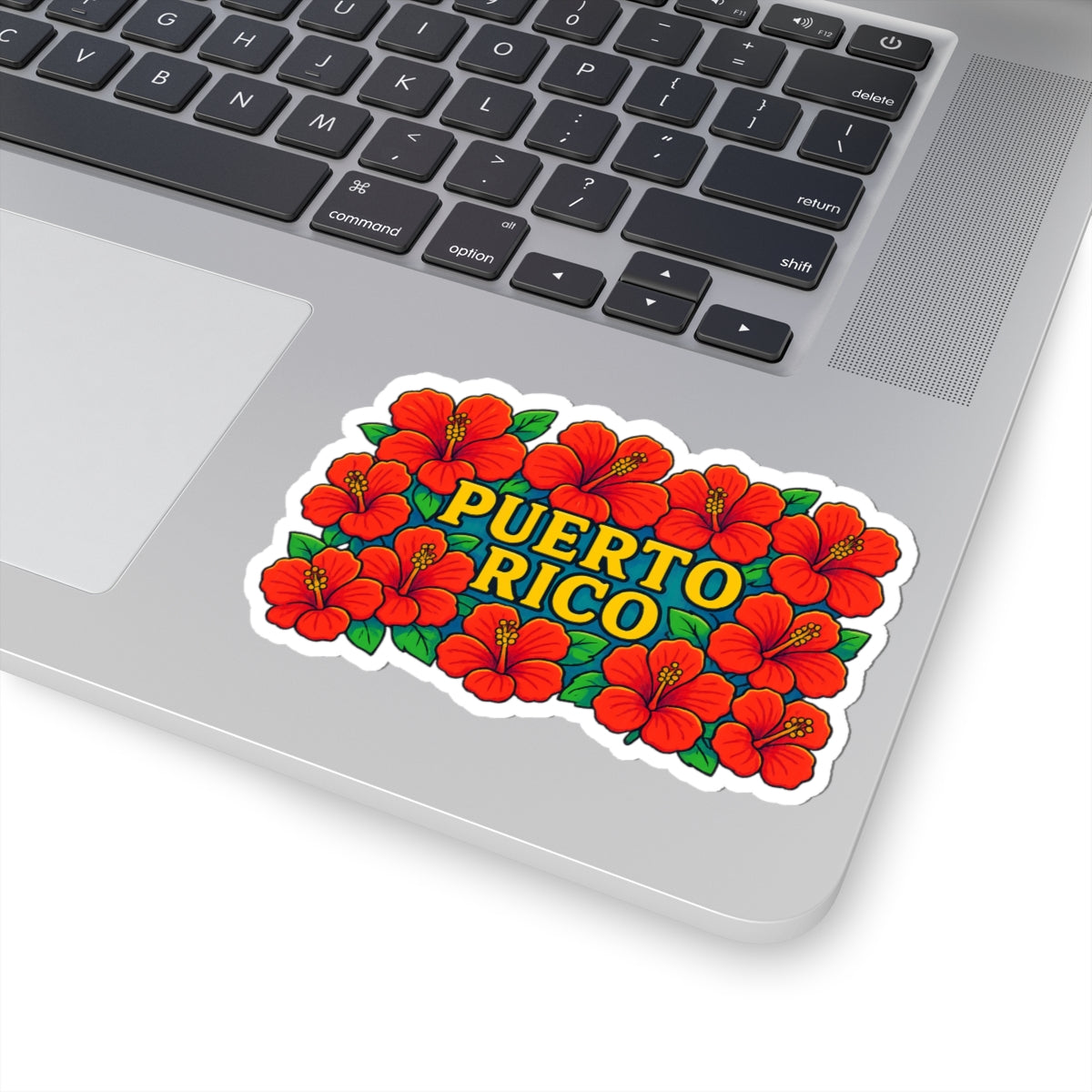 Vibrant Puerto Rico Kiss-Cut Stickers, Floral Laptop Decals, Travel Souvenirs, Tropical Decor, Gift for Friends