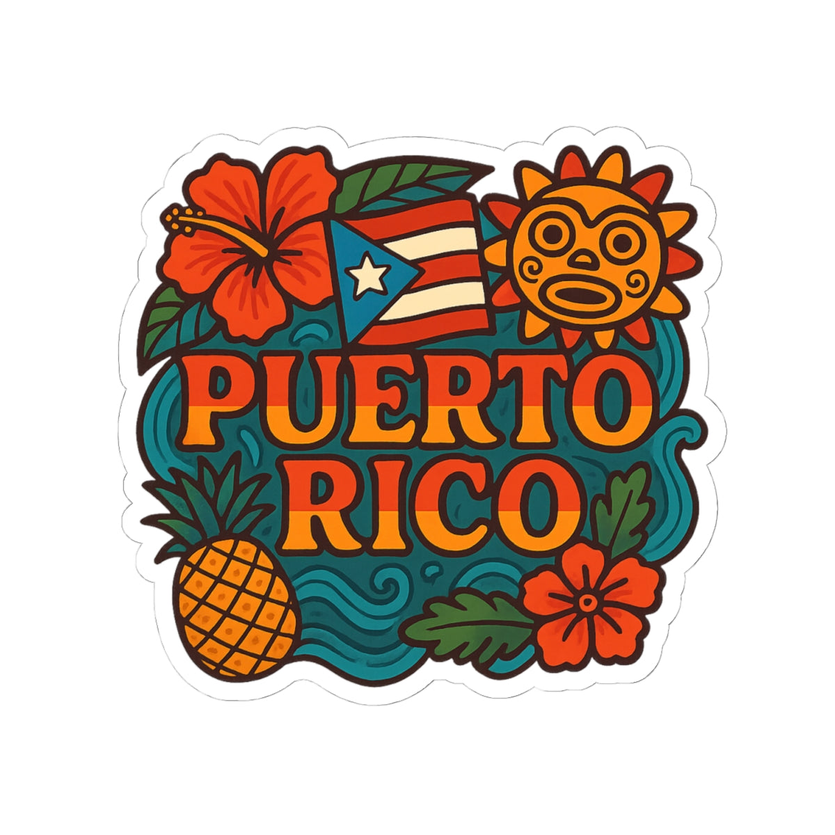 Vibrant Puerto Rico Kiss-Cut Stickers