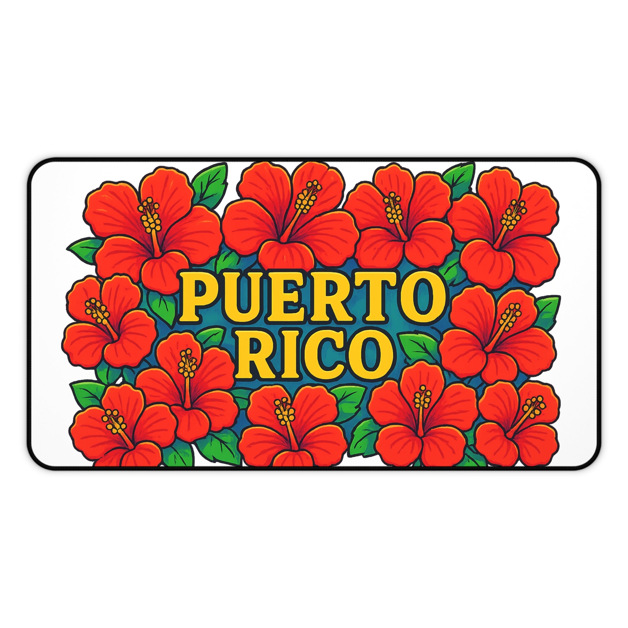 Puert Rican Hibiscus Desk Mat | Tropical Office Decor, Fun Gift for Gamers, Home Office Mat, Floral Mouse Pad