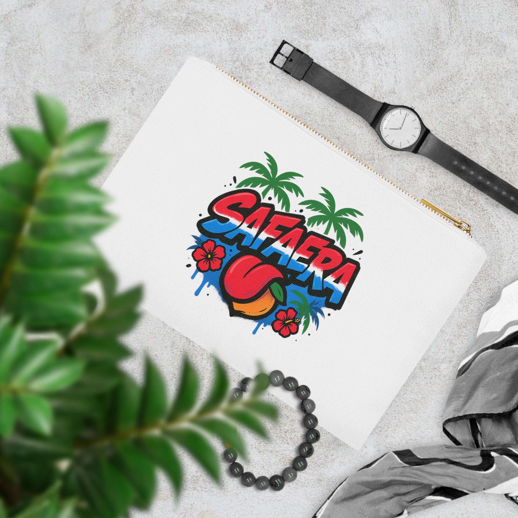 Vibrant Tropical Cosmetic Bag - Safaera Design 2, Makeup Pouch, Travel Organizer, Gift for Her, Summer Accessory