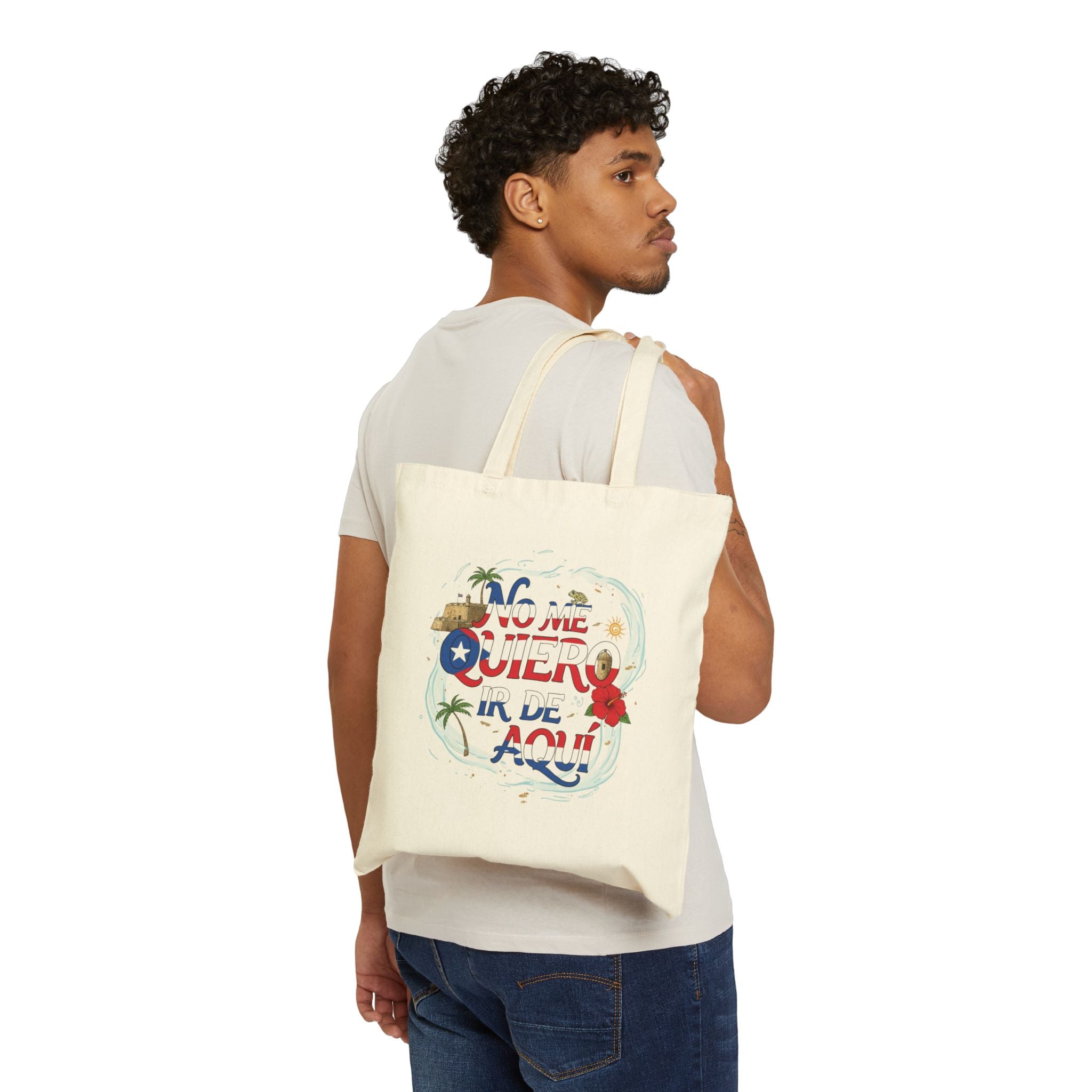 Tote Bag with Retro Design, Beach Bag, Shopping Tote, Eco-Friendly Gift, Travel Accessory, No Me Quiero Ir de Aquí