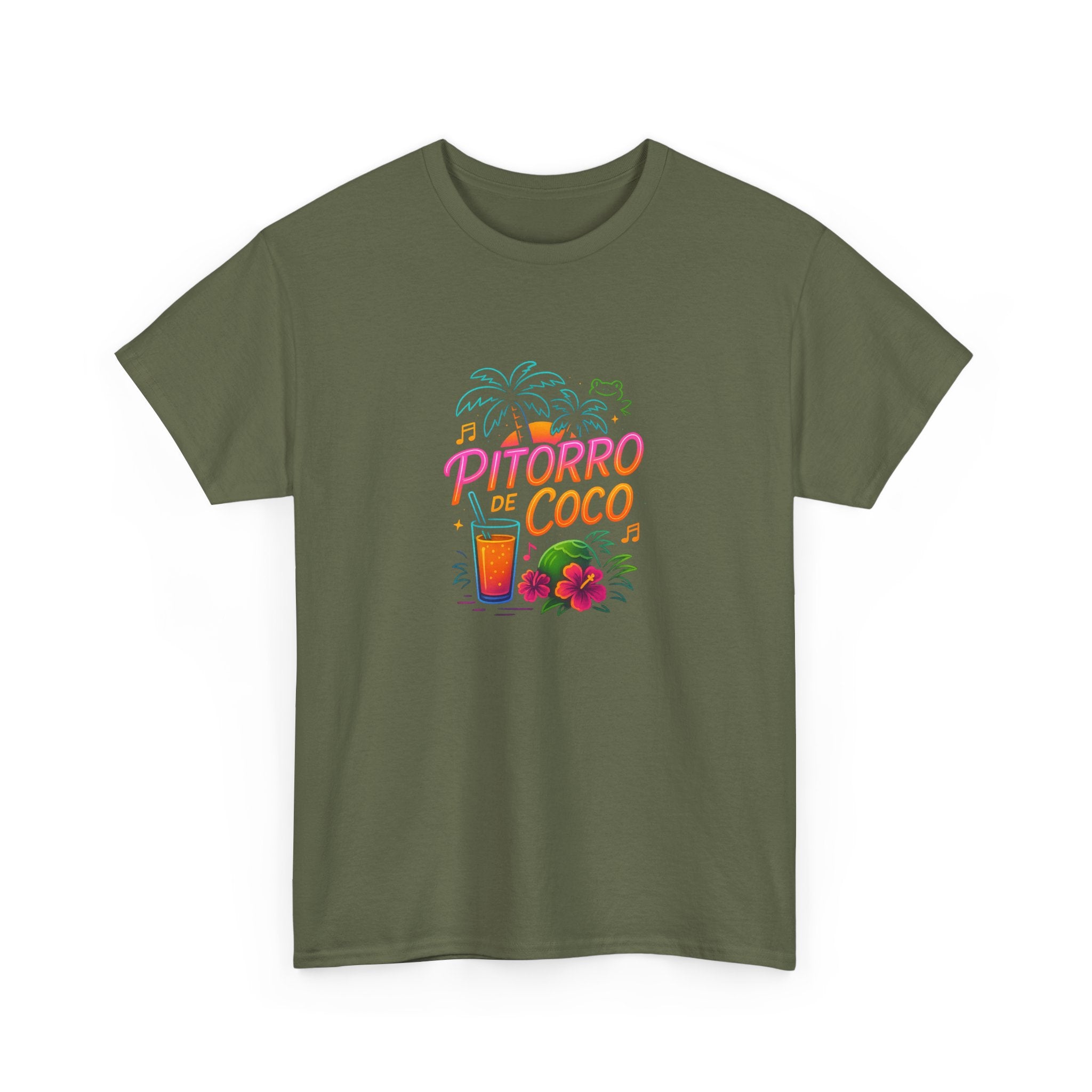 Pitorro Coco Graphic Tee, Summer Vibes Shirt, Unisex Heavy Cotton Tee, Tropical Drink Tee, Casual Wear for Beach Lovers