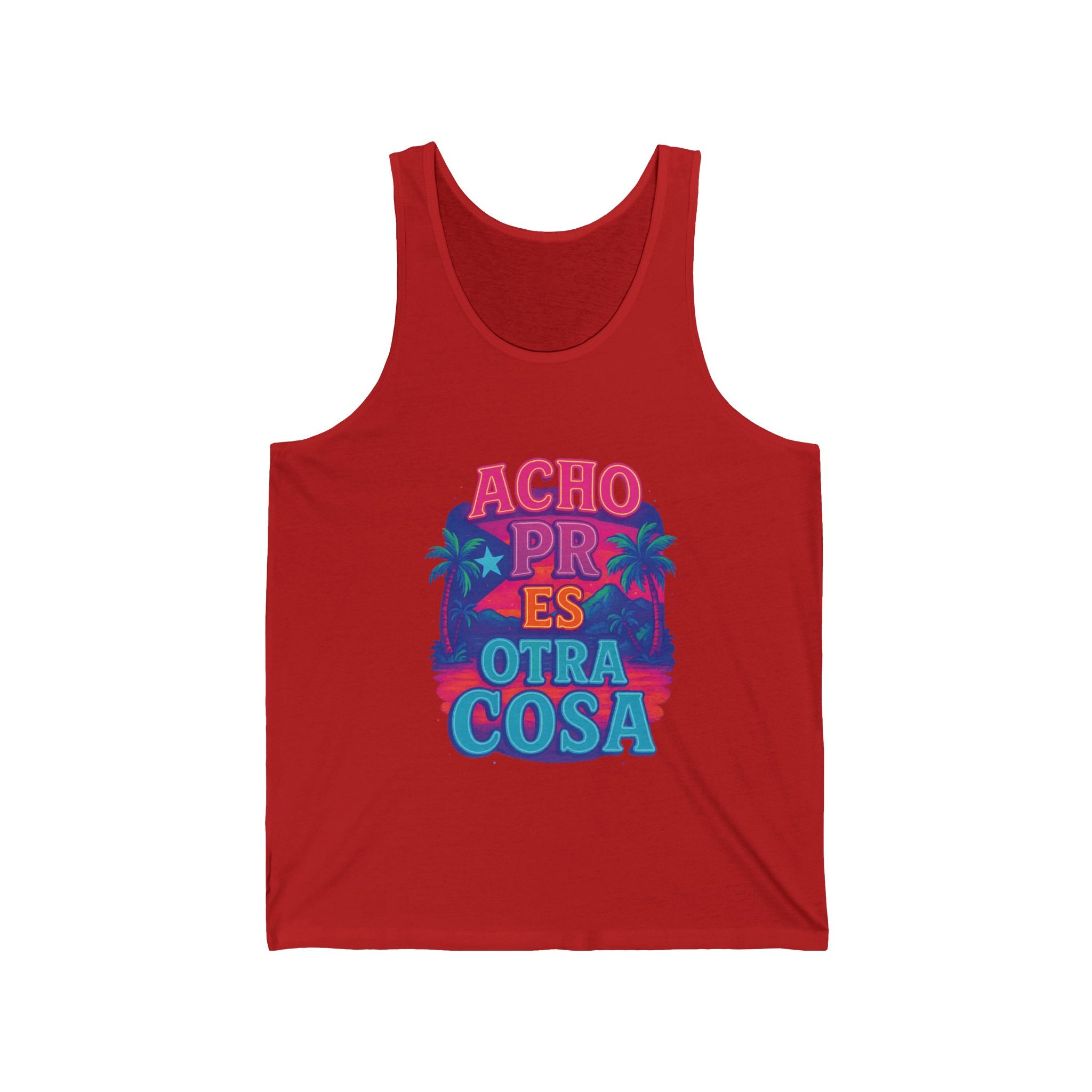 Vibrant Unisex Jersey Tank - ACHO PR OTRA COSA, Summer Essential, Beachwear, Gift for Him/Her, Festival Attire