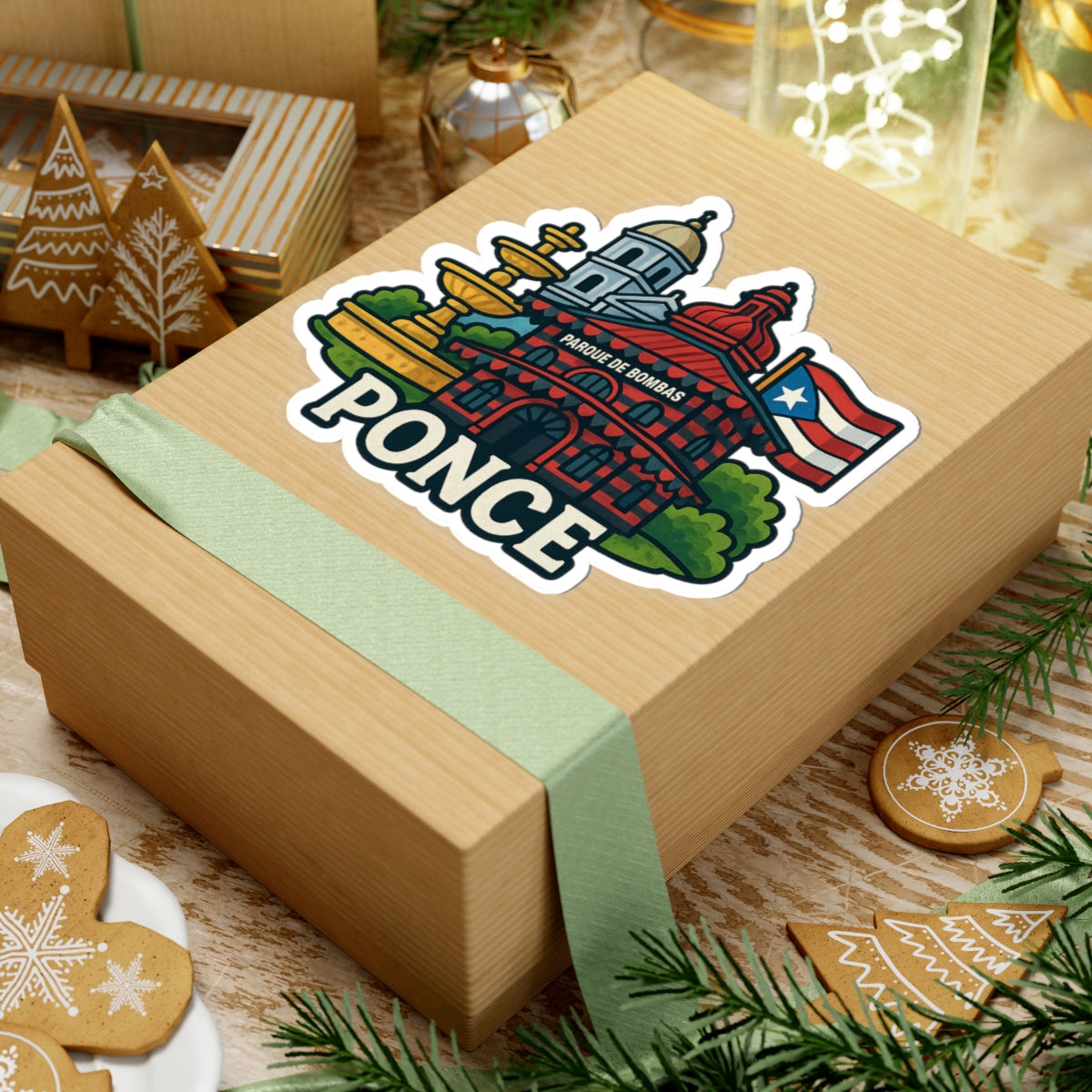 Ponce Landmark Kiss-Cut Stickers, Travel Decor, Puerto Rico Gifts, Laptop Stickers, Vintage City Art