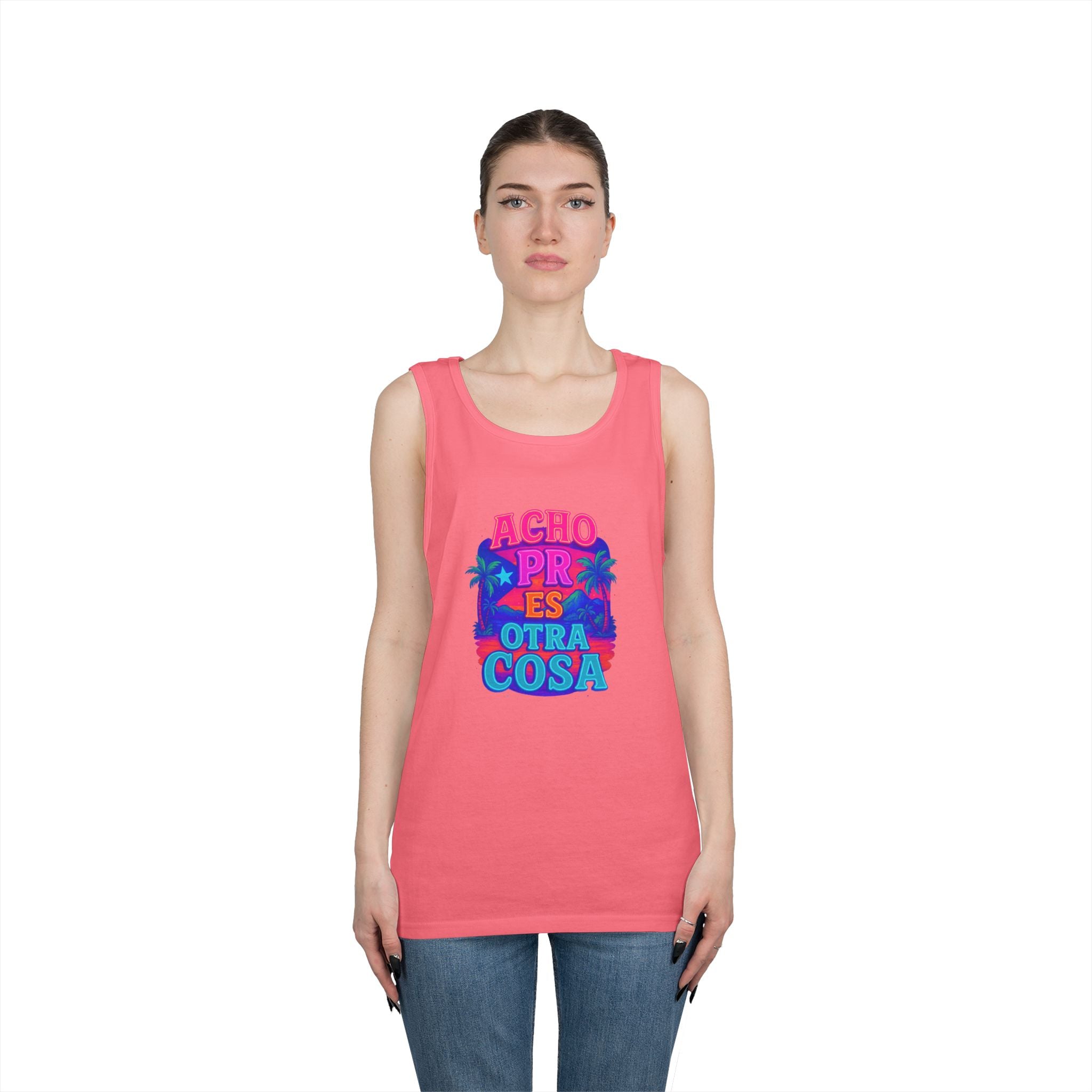 Colorful Graphic Tank Top, Unisex Cotton Summer Wear, Fun Tees for Parties, Vacation Essential, Gift Idea, Beachwear