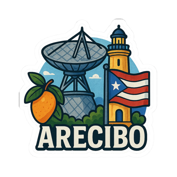 Arecibo Kiss-Cut Stickers - Tropical Puerto Rico Vibe, Great for Laptops, Journals, Water Bottles, Gifts, Travel Decor