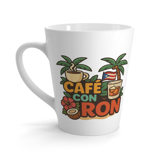 Tropical Latte Mug Collection - Café con Ron Design, Summer Vibes, Gift for Coffee Lovers, Beach House Decor, Fun Beverage Mug