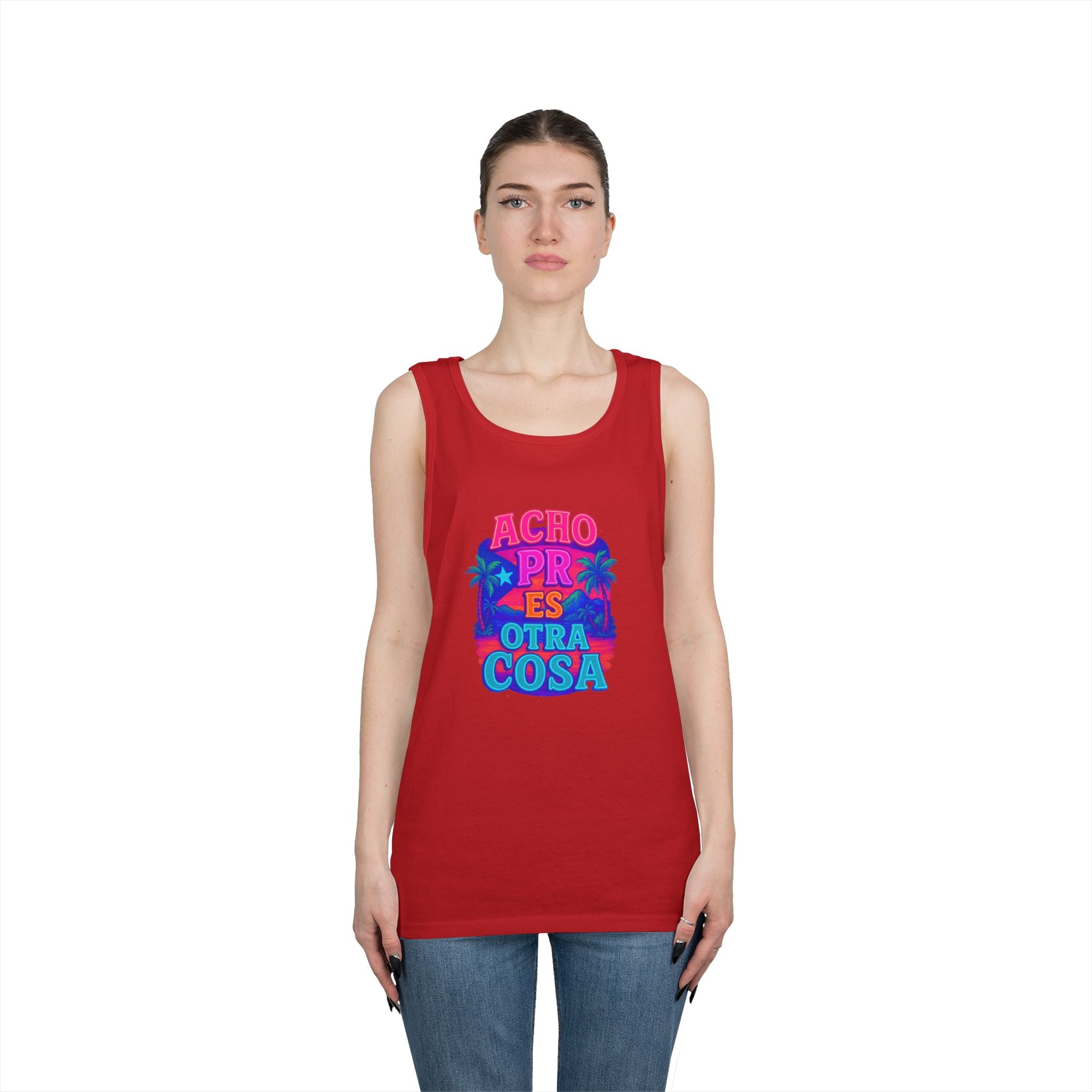 Colorful Graphic Tank Top, Unisex Cotton Summer Wear, Fun Tees for Parties, Vacation Essential, Gift Idea, Beachwear