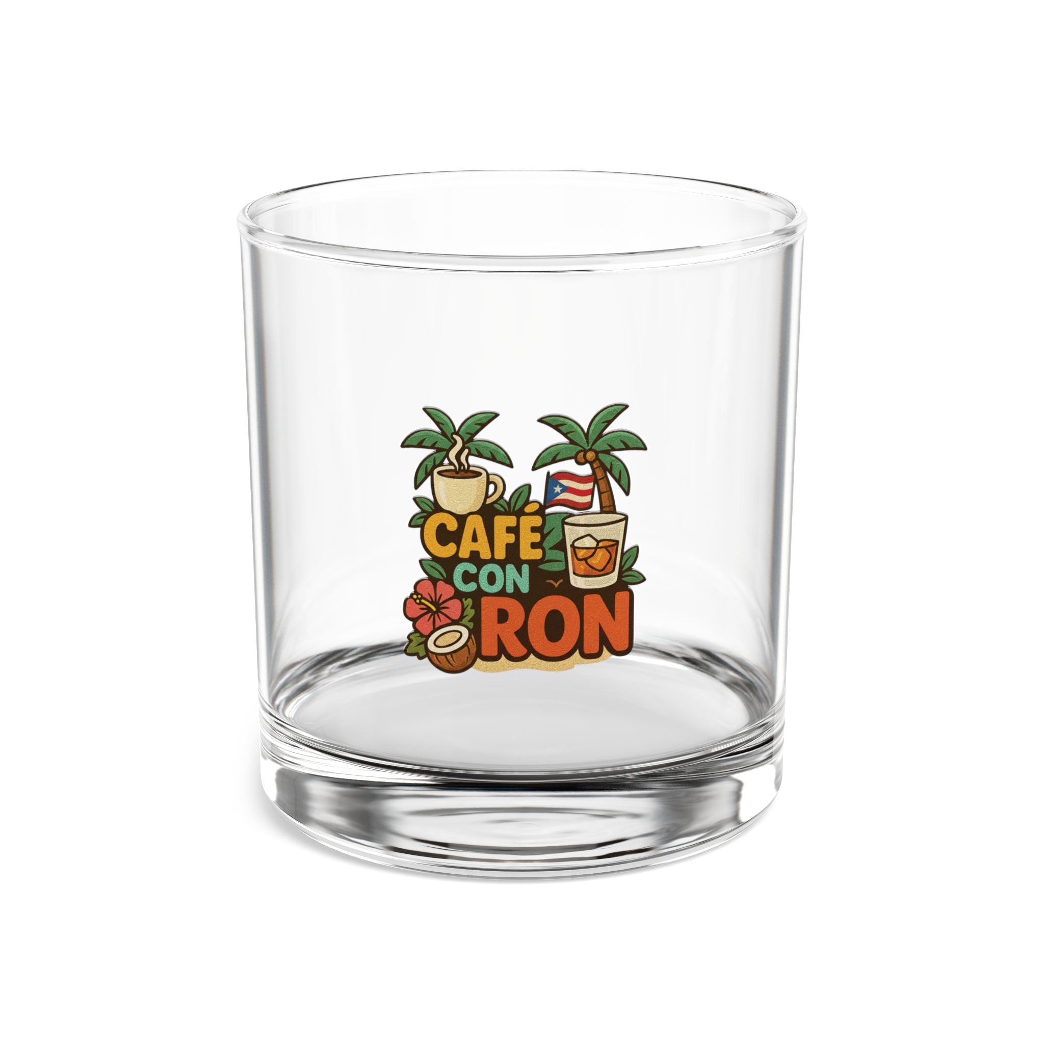 Café Con Ron Rocks Glass, Tropical Drinkware, Gift for Beach Lovers, Home Bar Decor, Unique Cocktails
