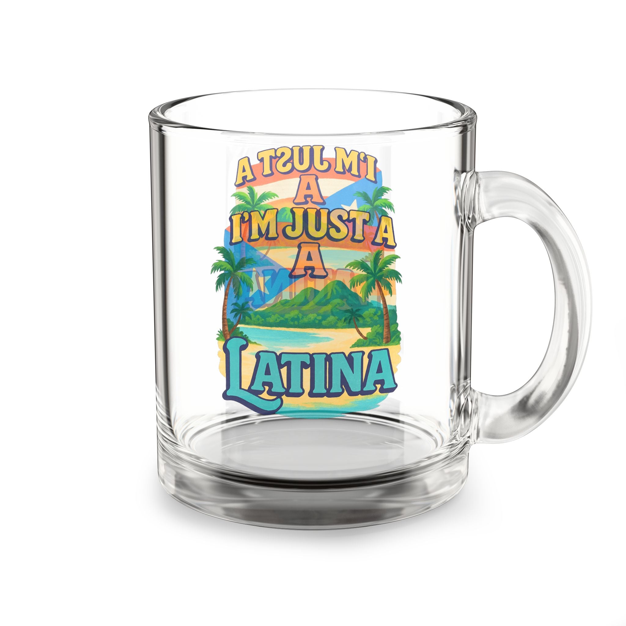 Vibrant Latina Glass Mug | Coffee Cup for Coffee Lovers, Inspirational Gift, Tropical Décor, Unique Drinkware, Latina Pride Mug