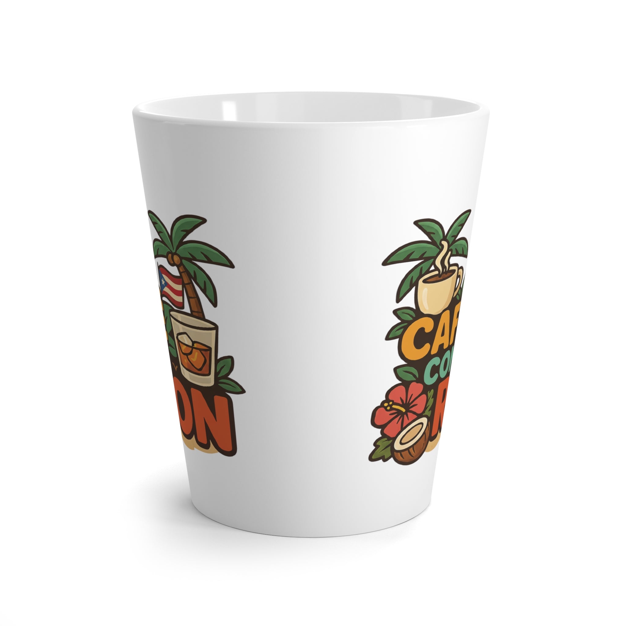 Tropical Latte Mug Collection - Café con Ron Design, Summer Vibes, Gift for Coffee Lovers, Beach House Decor, Fun Beverage Mug