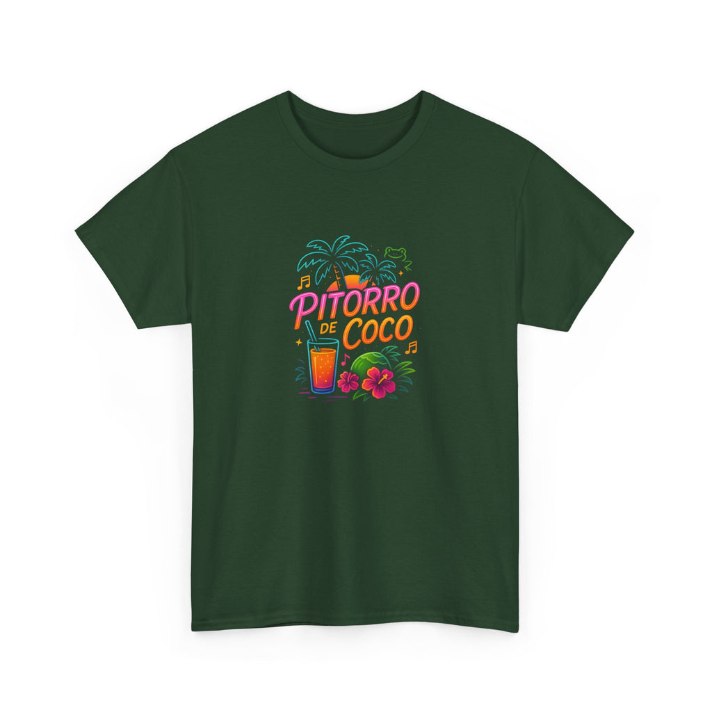 Pitorro Coco Graphic Tee, Summer Vibes Shirt, Unisex Heavy Cotton Tee, Tropical Drink Tee, Casual Wear for Beach Lovers