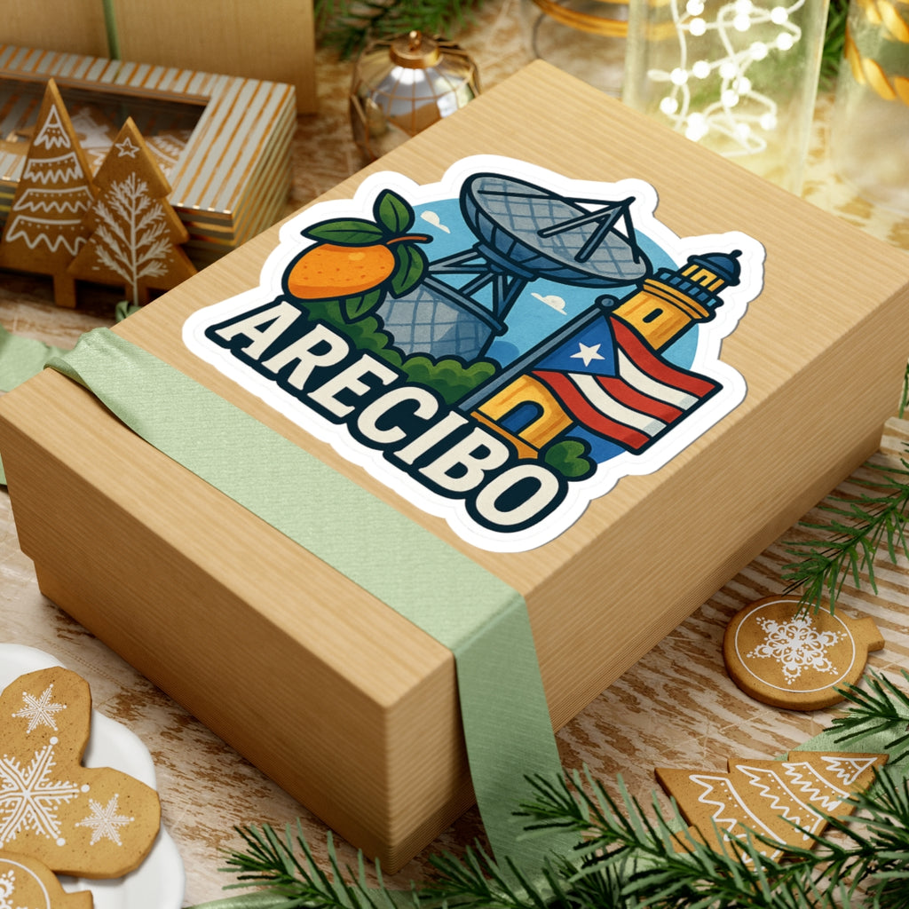 Arecibo Kiss-Cut Stickers - Tropical Puerto Rico Vibe, Great for Laptops, Journals, Water Bottles, Gifts, Travel Decor