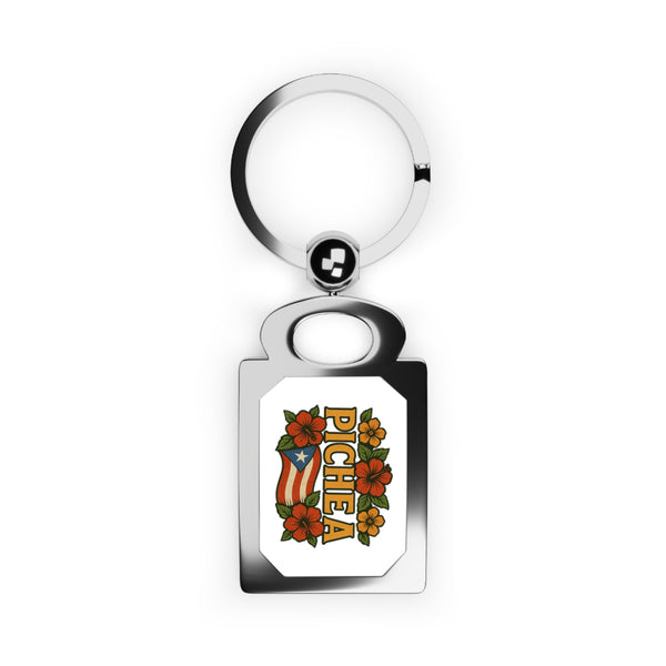 Personalized Rectangle Pichea Photo Keyring, Custom Photo Keychain, Floral Keyring, Perfect Gift for Him/Her, Memorial Keepsake, Unique Souvenir