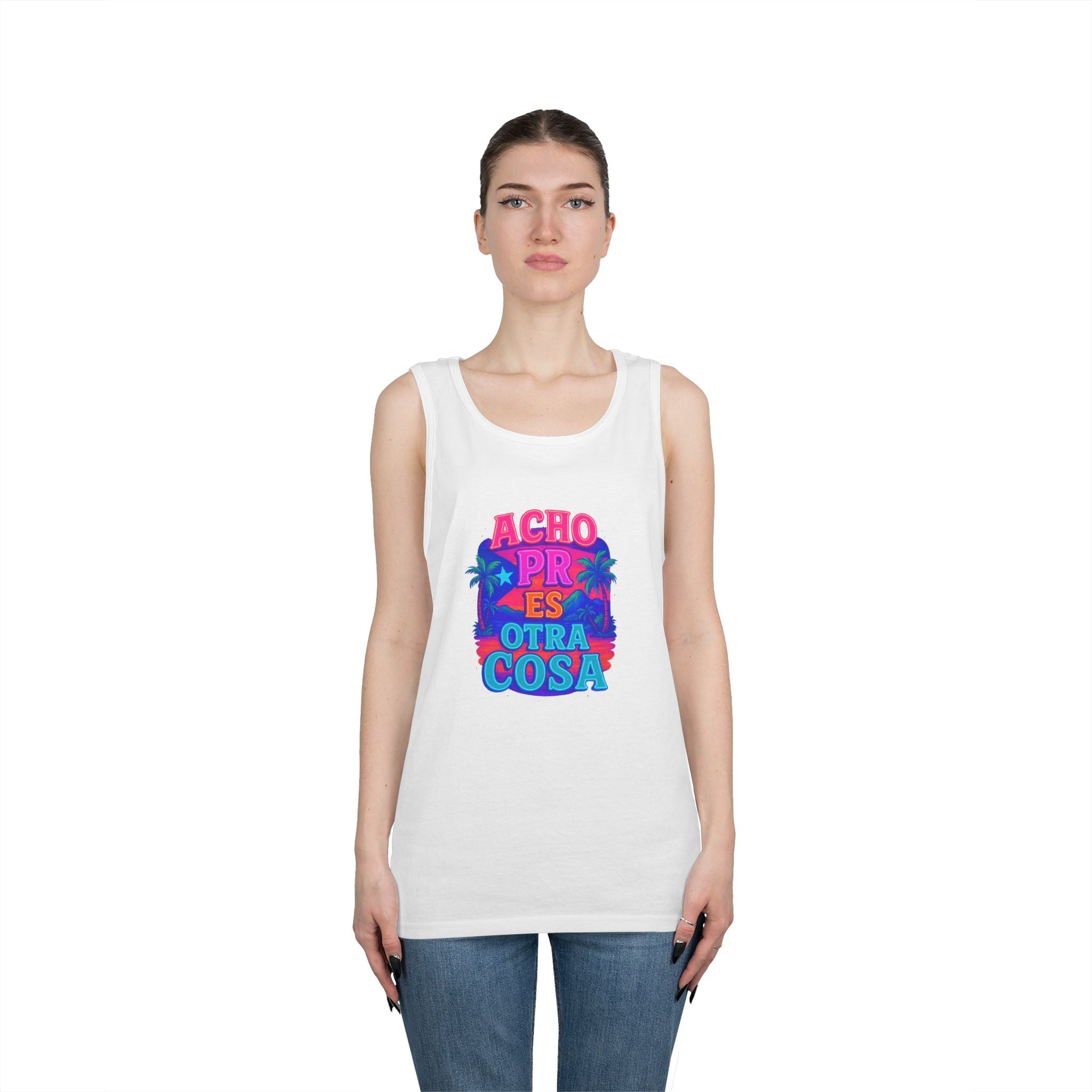 Colorful Graphic Tank Top, Unisex Cotton Summer Wear, Fun Tees for Parties, Vacation Essential, Gift Idea, Beachwear