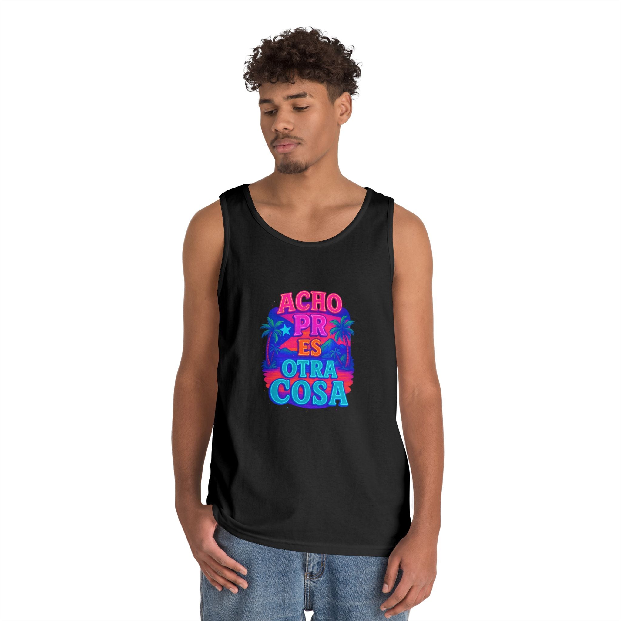 Colorful Graphic Tank Top, Unisex Cotton Summer Wear, Fun Tees for Parties, Vacation Essential, Gift Idea, Beachwear
