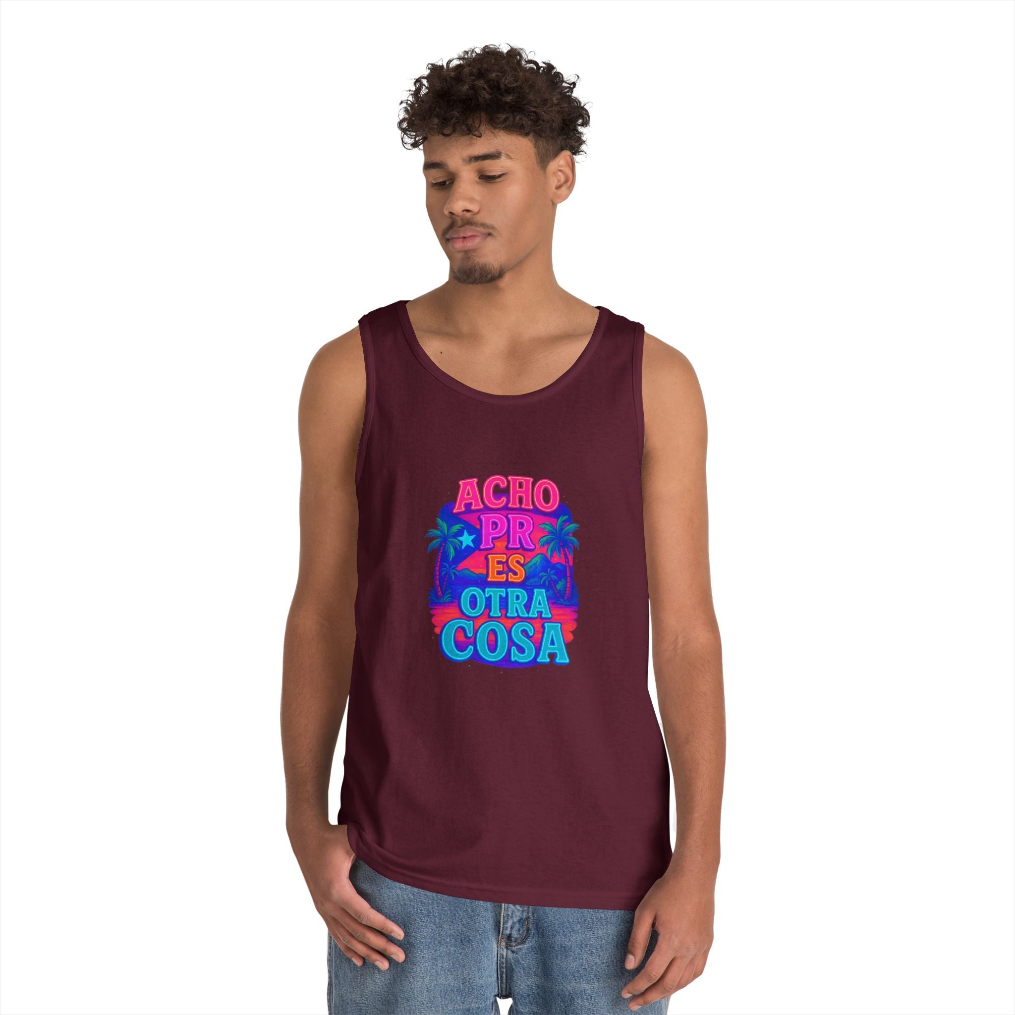 Colorful Graphic Tank Top, Unisex Cotton Summer Wear, Fun Tees for Parties, Vacation Essential, Gift Idea, Beachwear