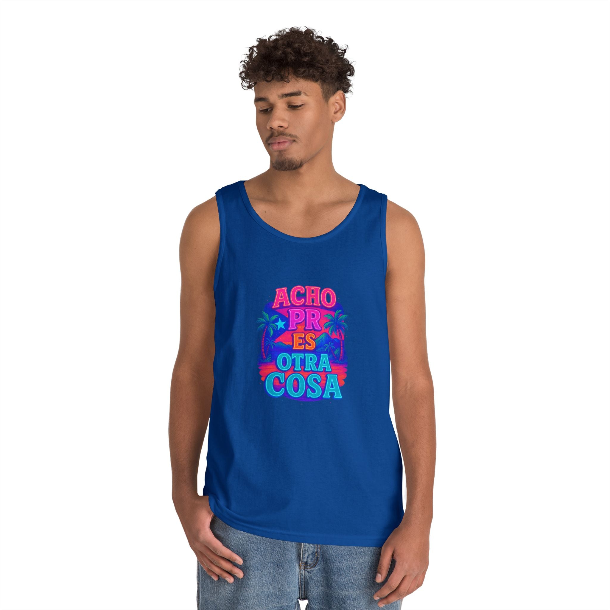 Colorful Graphic Tank Top, Unisex Cotton Summer Wear, Fun Tees for Parties, Vacation Essential, Gift Idea, Beachwear