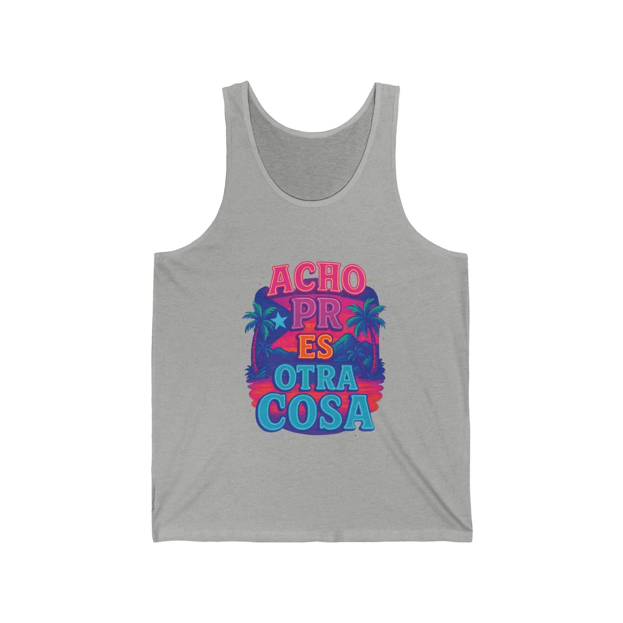 Vibrant Unisex Jersey Tank - ACHO PR OTRA COSA, Summer Essential, Beachwear, Gift for Him/Her, Festival Attire