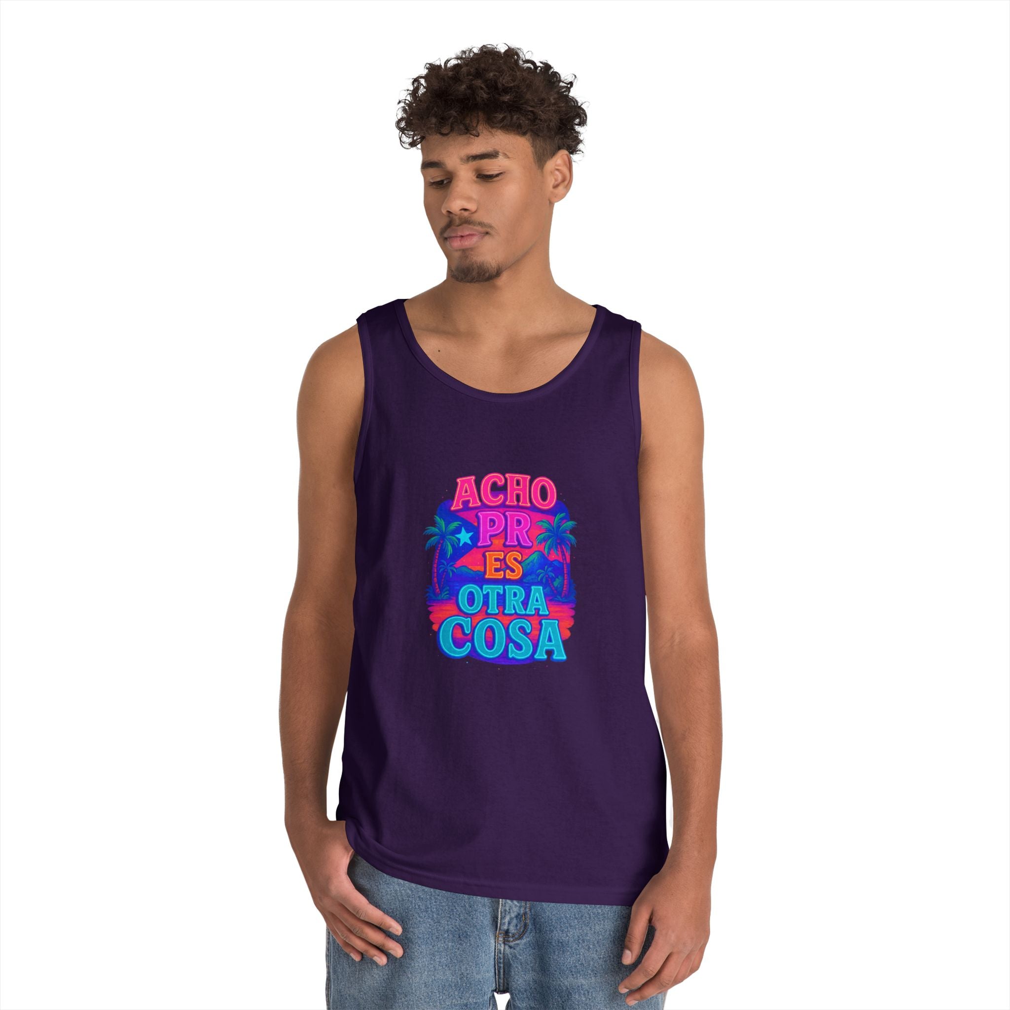 Colorful Graphic Tank Top, Unisex Cotton Summer Wear, Fun Tees for Parties, Vacation Essential, Gift Idea, Beachwear