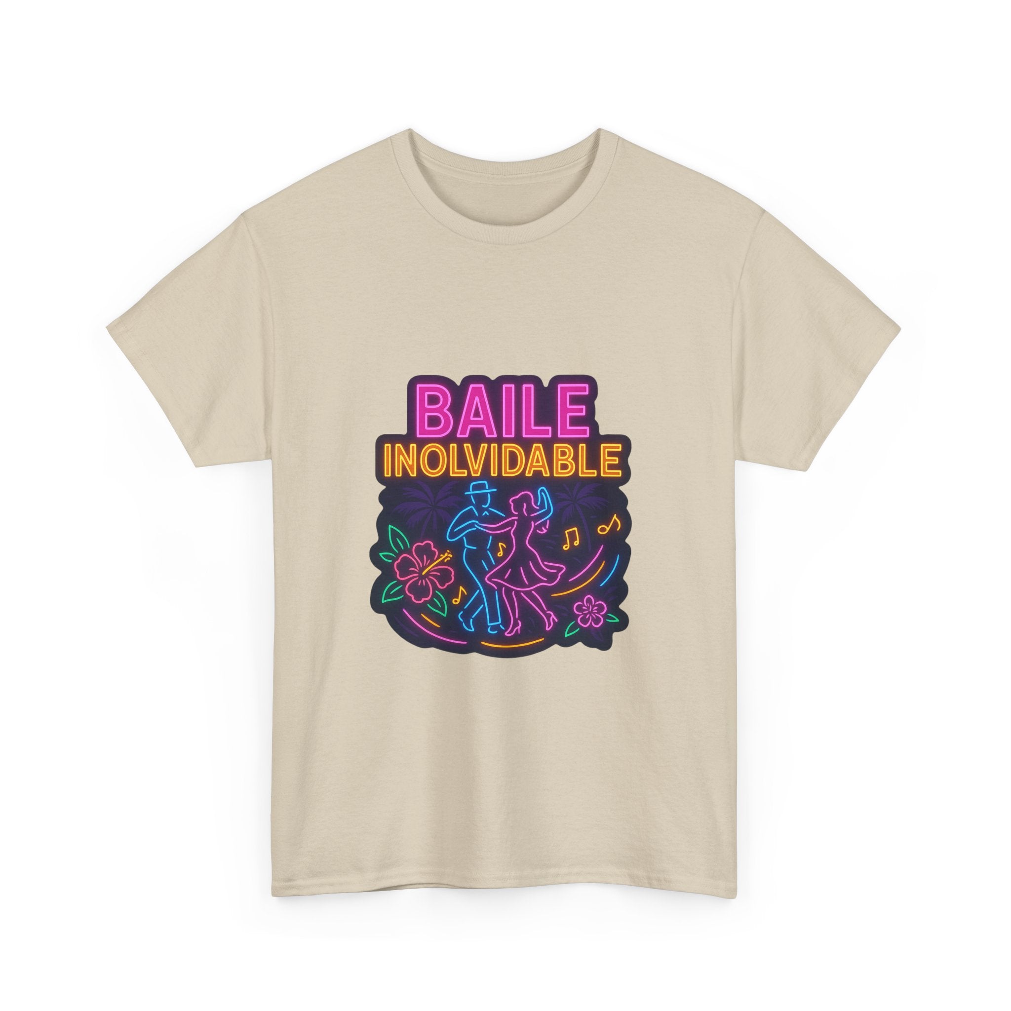 Unisex Heavy Cotton Tee Baile Inolvidable Front - Colorful 'Baile Inolvidable' T-Shirt