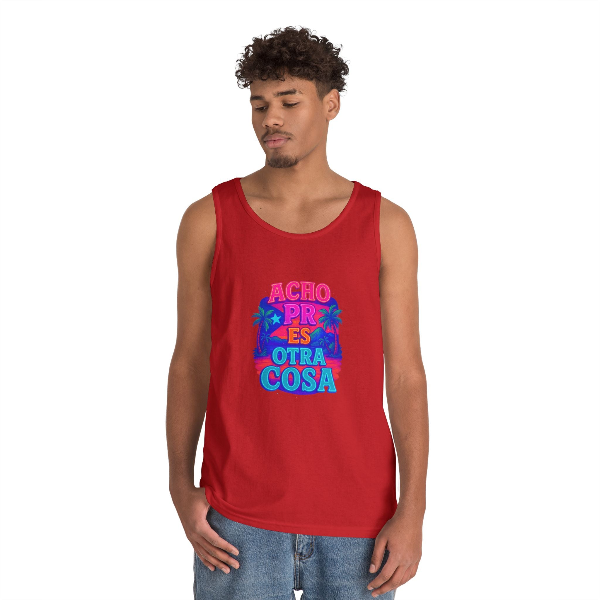 Colorful Graphic Tank Top, Unisex Cotton Summer Wear, Fun Tees for Parties, Vacation Essential, Gift Idea, Beachwear