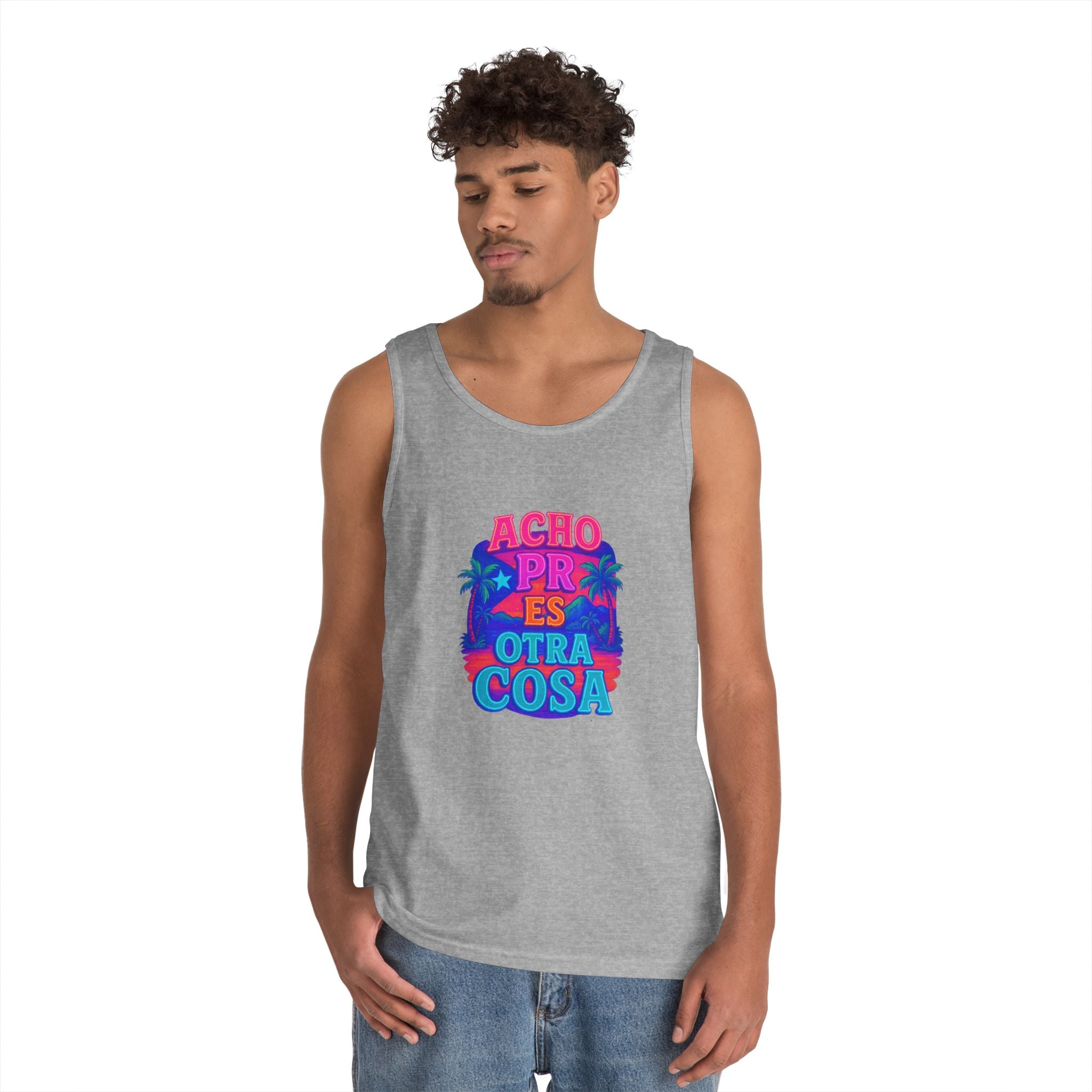 Colorful Graphic Tank Top, Unisex Cotton Summer Wear, Fun Tees for Parties, Vacation Essential, Gift Idea, Beachwear