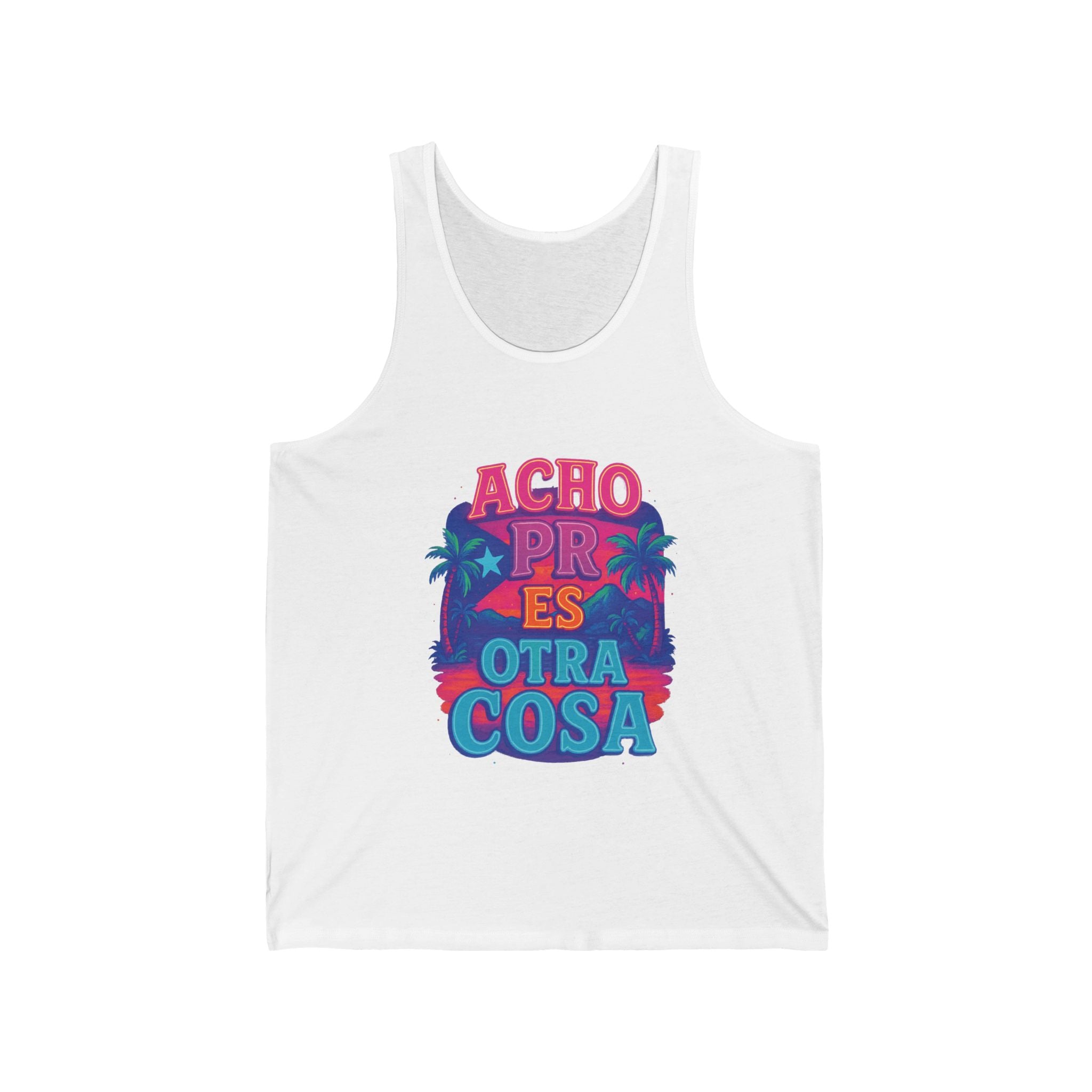 Vibrant Unisex Jersey Tank - ACHO PR OTRA COSA, Summer Essential, Beachwear, Gift for Him/Her, Festival Attire
